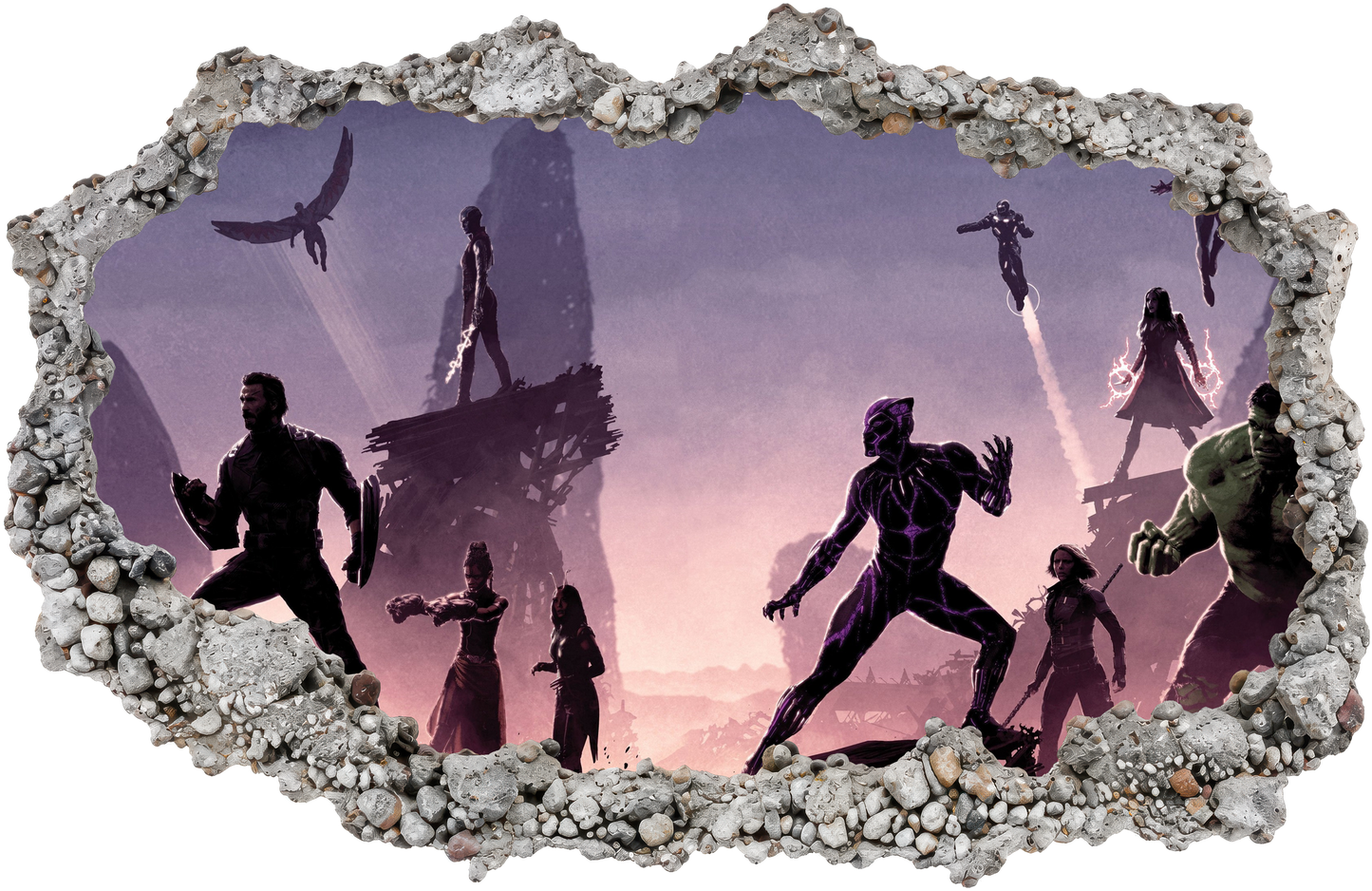 Marvel Cinematic Universe Avengers Playroom Art Decal 3D Smashed Wall Decal 039