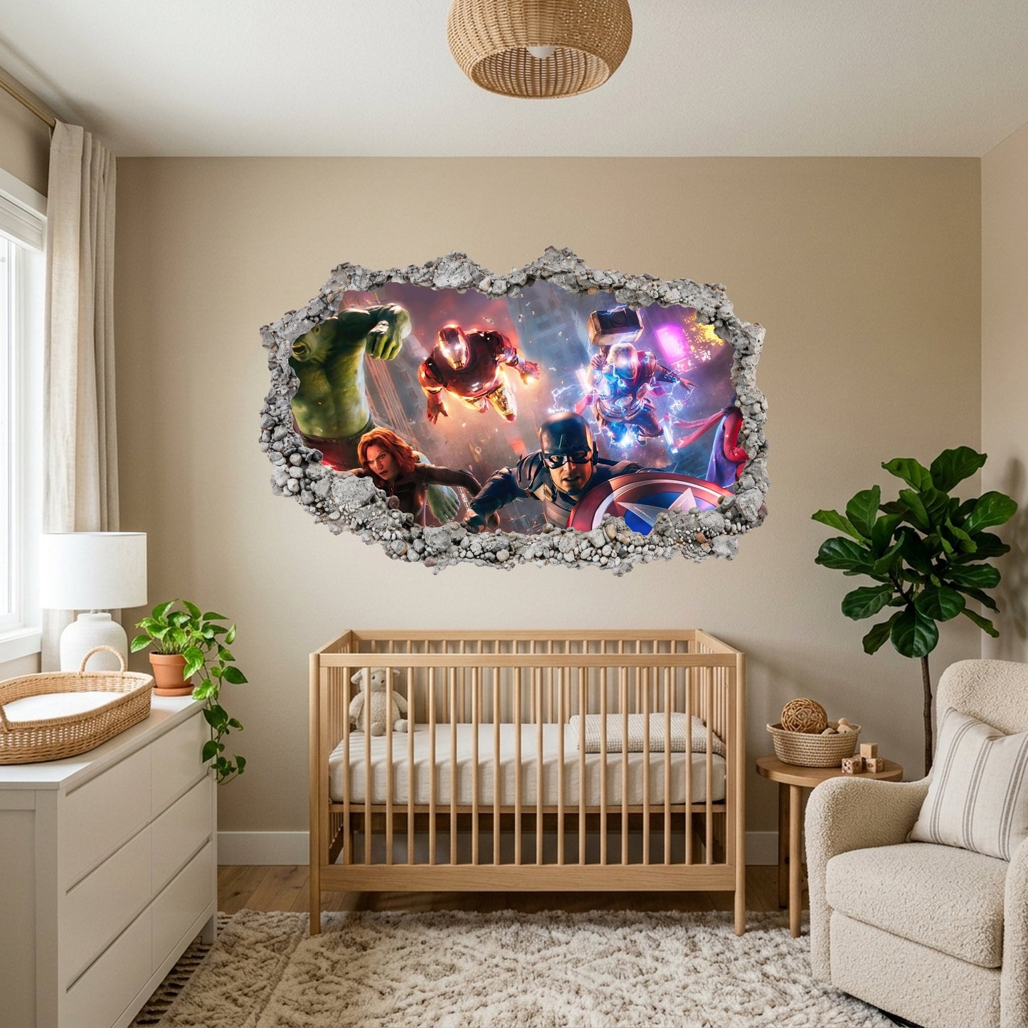 Marvel Cinematic Universe Avengers Smashed Brick Decal Nursery Wall Art 003