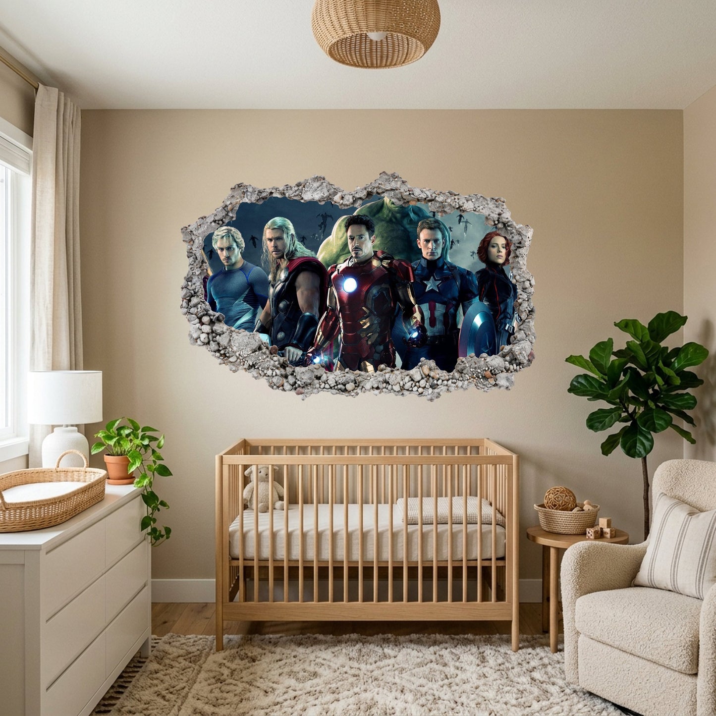 Marvel Cinematic Universe Avengers Vinyl Mural 3D Wall Hole Decal 032