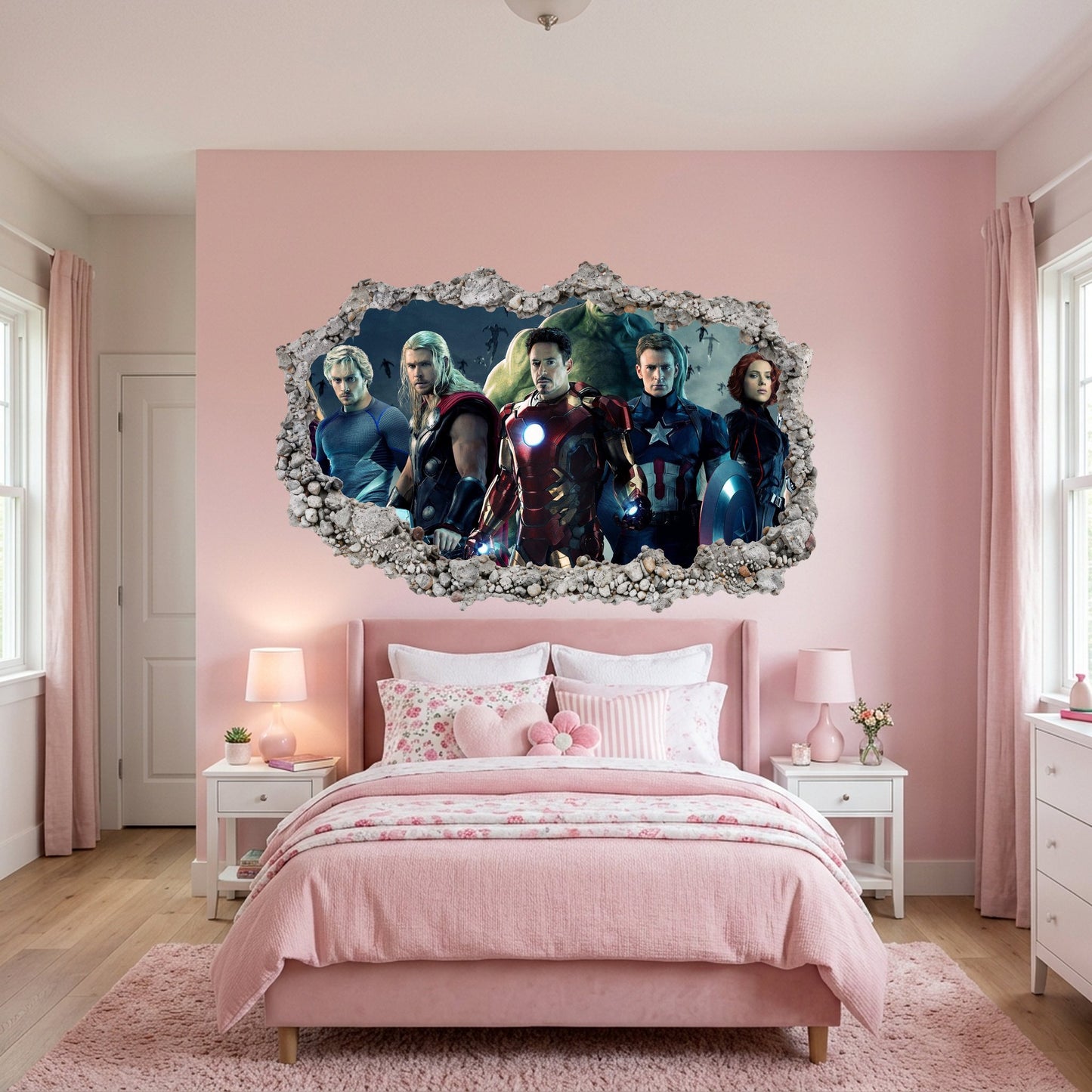 Marvel Cinematic Universe Avengers Vinyl Mural 3D Wall Hole Decal 032