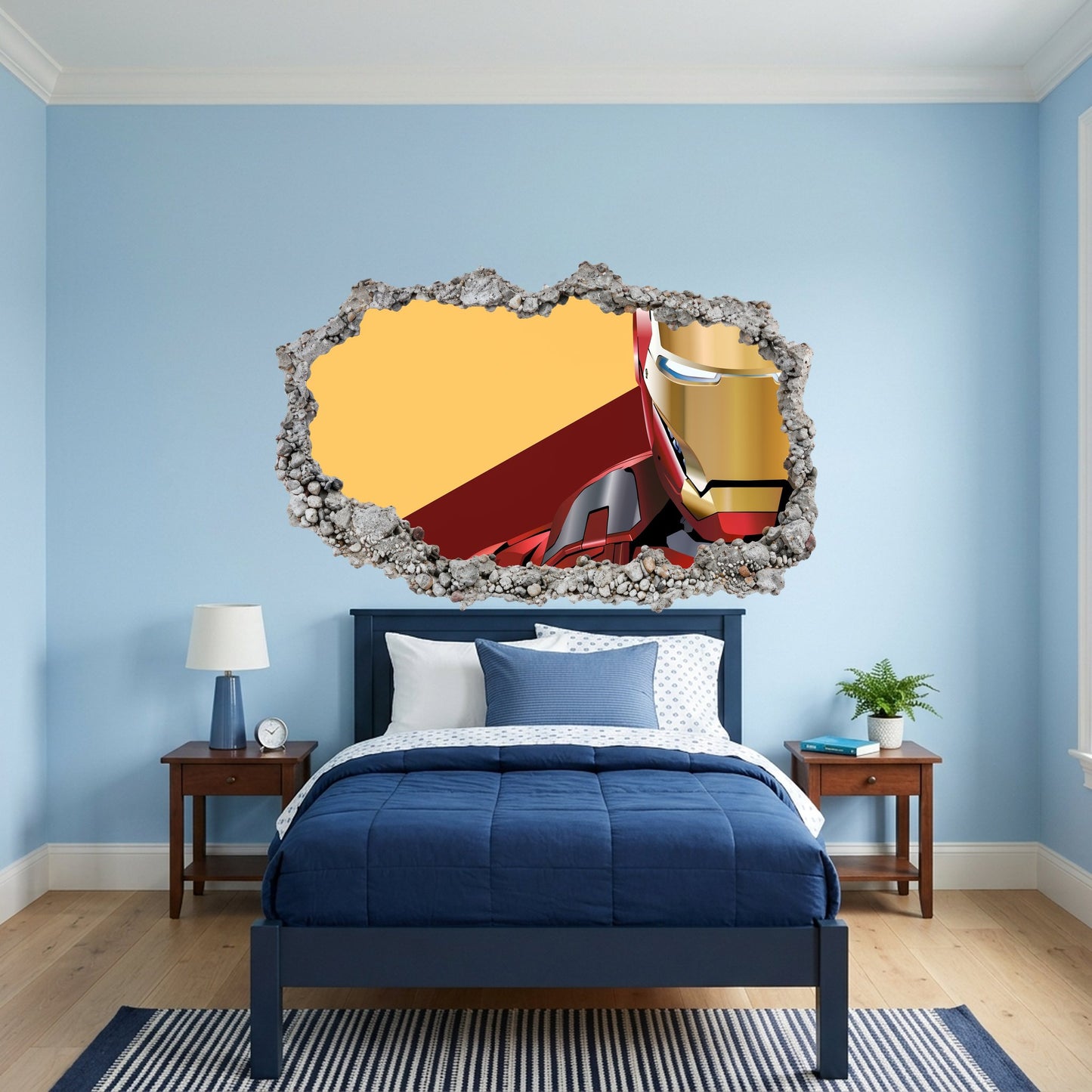 Marvel Iron Man Tony Stark 3D Smashed Wall Decal Playroom Art Decal 086