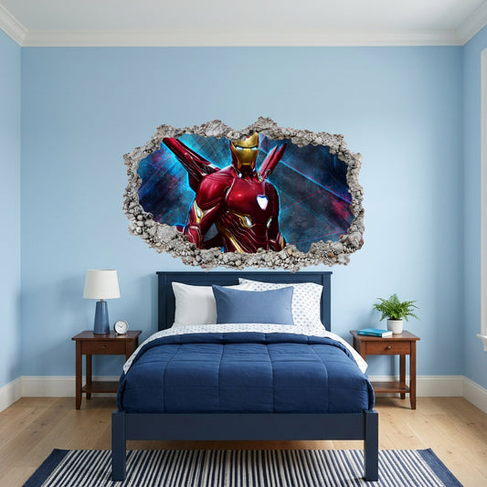 Marvel Iron Man Tony Stark 3D Smashed Wall Decal Vinyl Mural 071