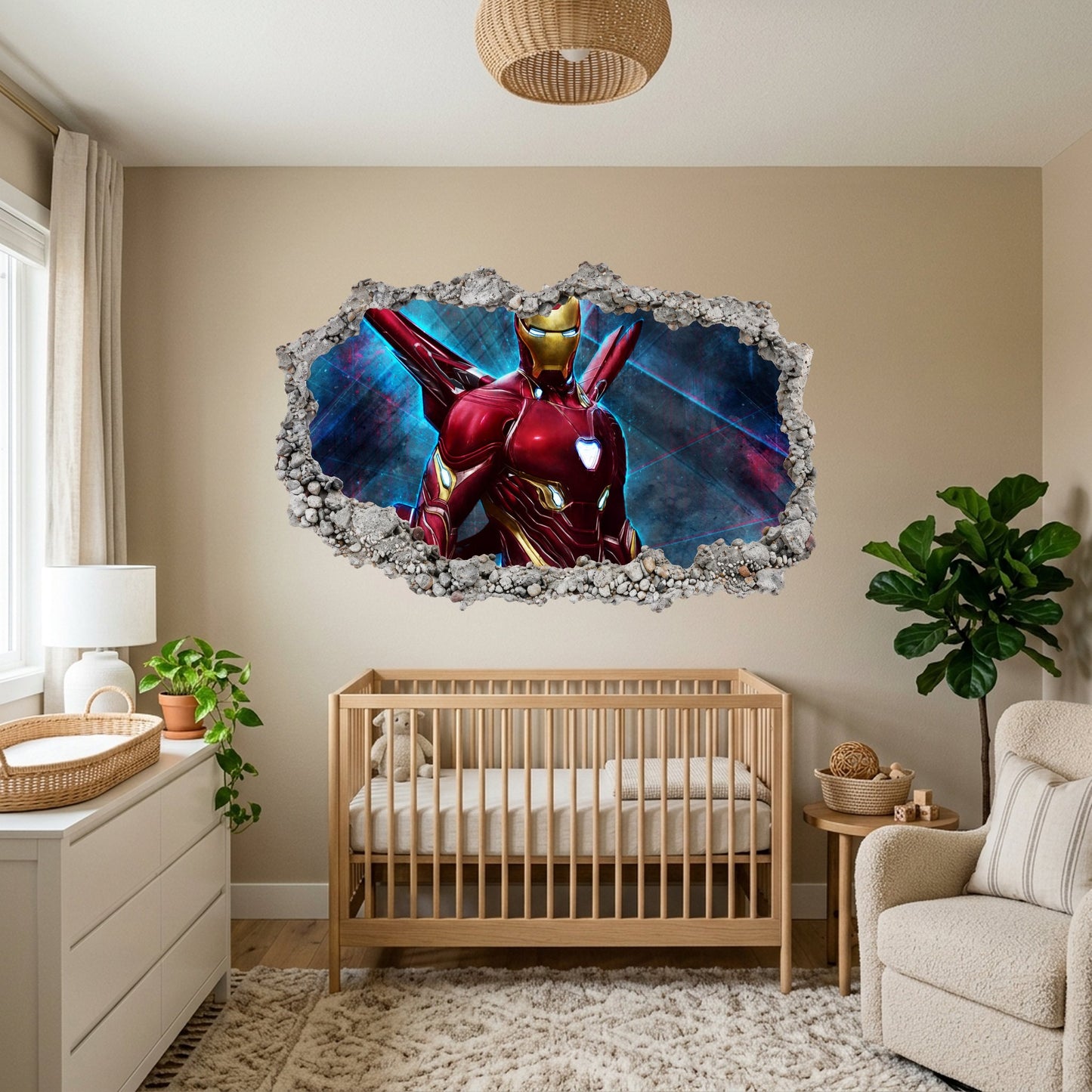 Marvel Iron Man Tony Stark 3D Smashed Wall Decal Vinyl Mural 071