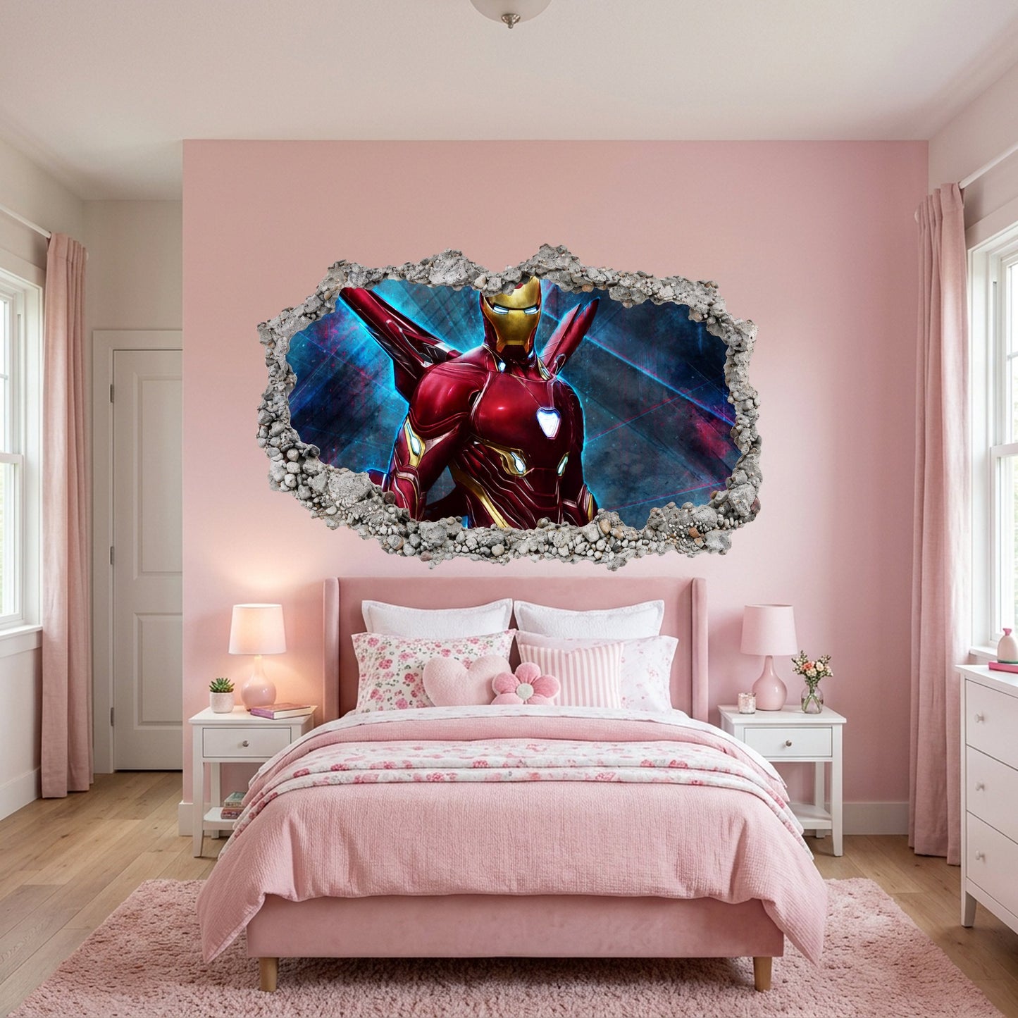 Marvel Iron Man Tony Stark 3D Smashed Wall Decal Vinyl Mural 071