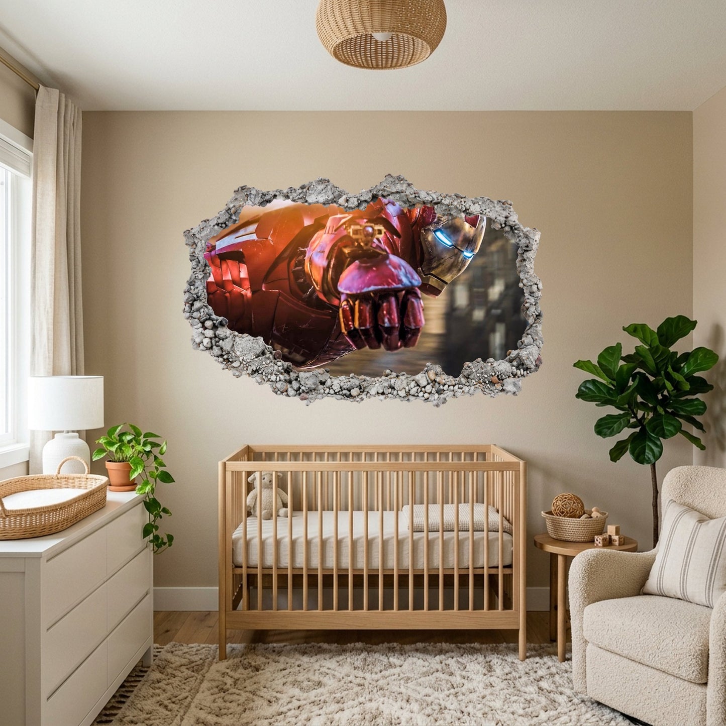Marvel Iron Man Tony Stark 3D Smashed Wall Decal Wall Art Sticker 089