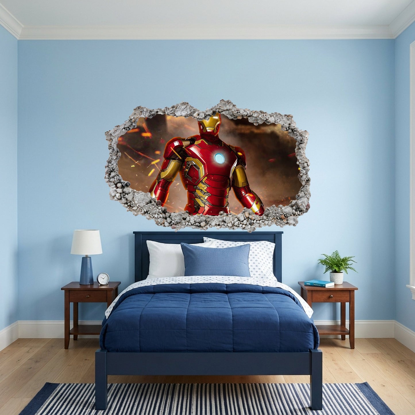 Marvel Iron Man Tony Stark Smashed Brick Decal Bedroom Decor 080