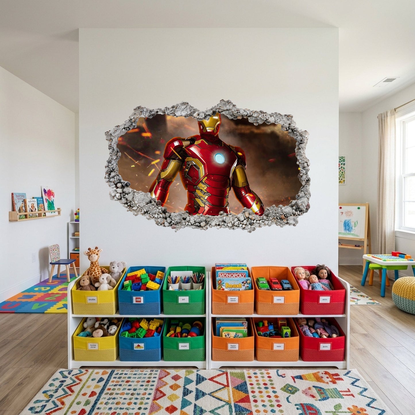 Marvel Iron Man Tony Stark Smashed Brick Decal Bedroom Decor 080