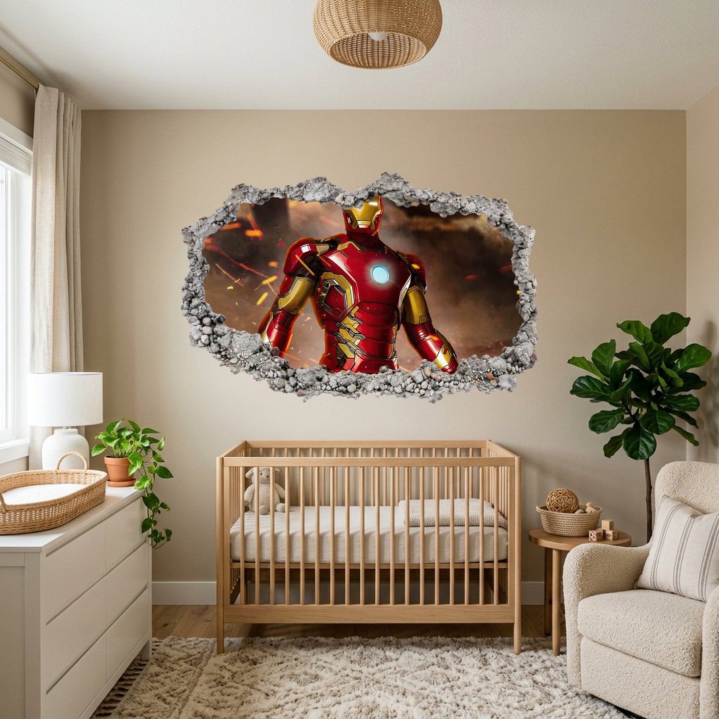 Marvel Iron Man Tony Stark Smashed Brick Decal Bedroom Decor 080