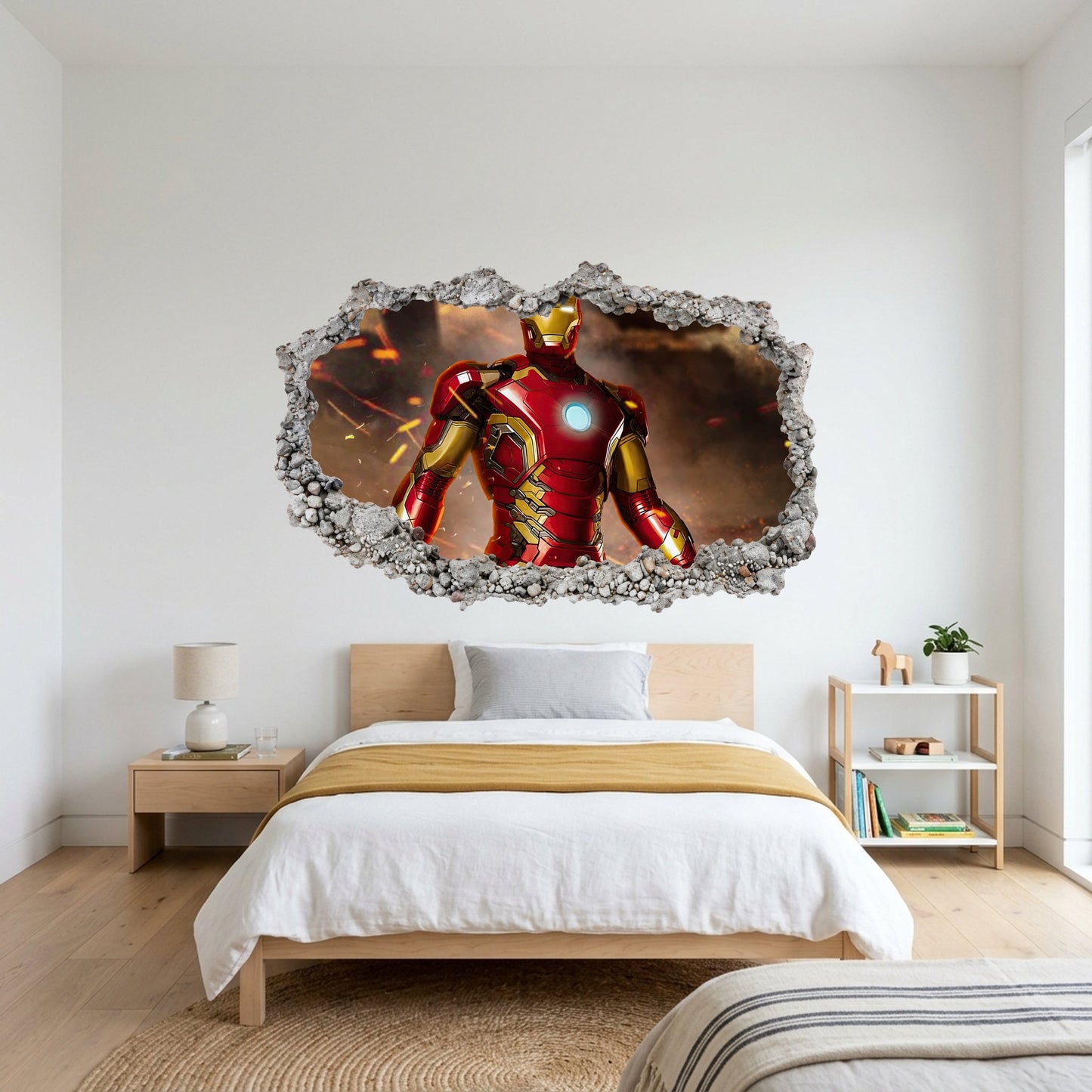 Marvel Iron Man Tony Stark Smashed Brick Decal Bedroom Decor 080