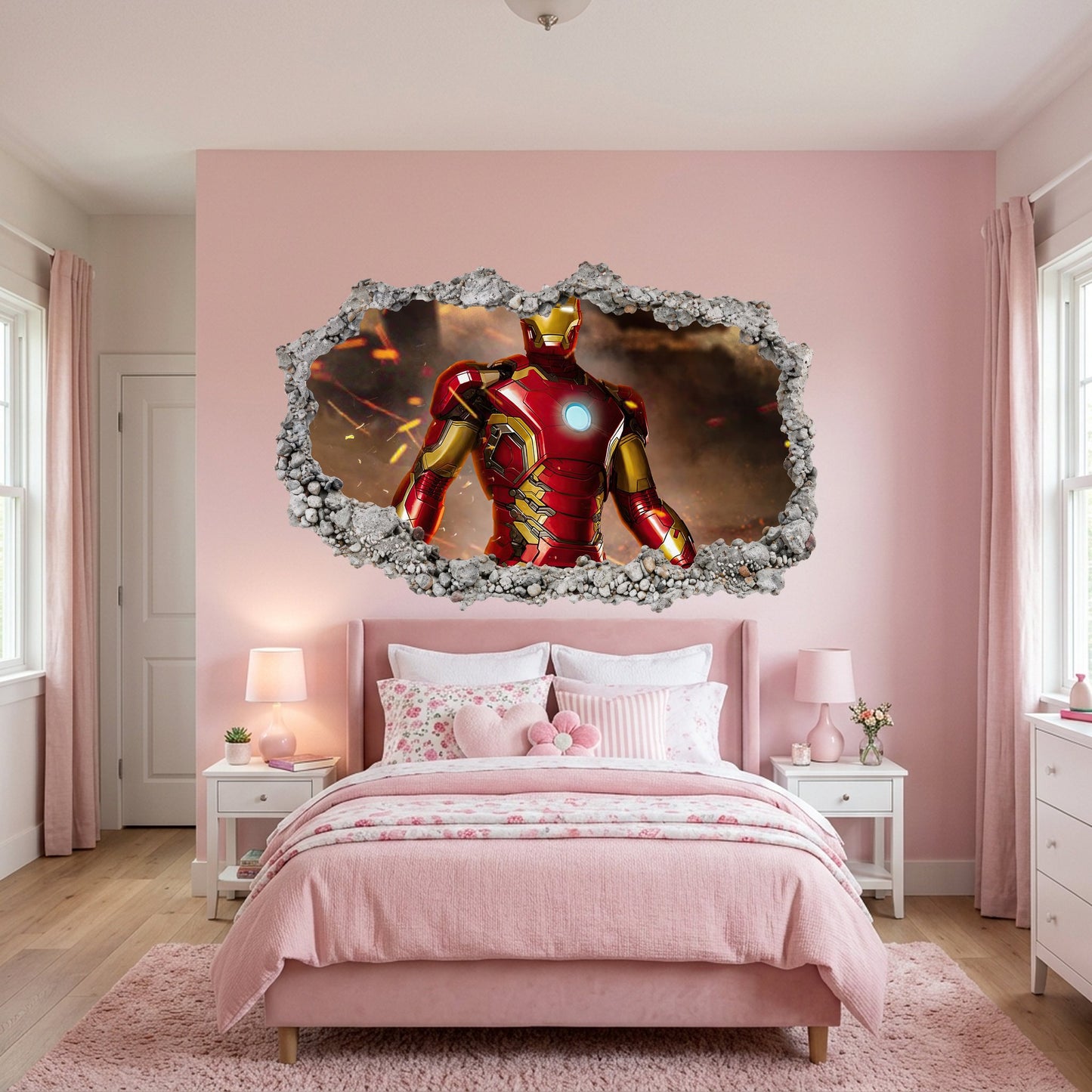 Marvel Iron Man Tony Stark Smashed Brick Decal Bedroom Decor 080