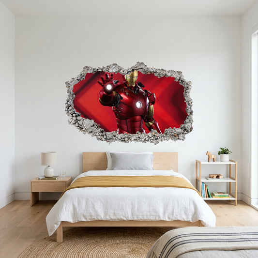 Marvel Iron Man Tony Stark Vinyl Mural 3D Effect Sticker 087