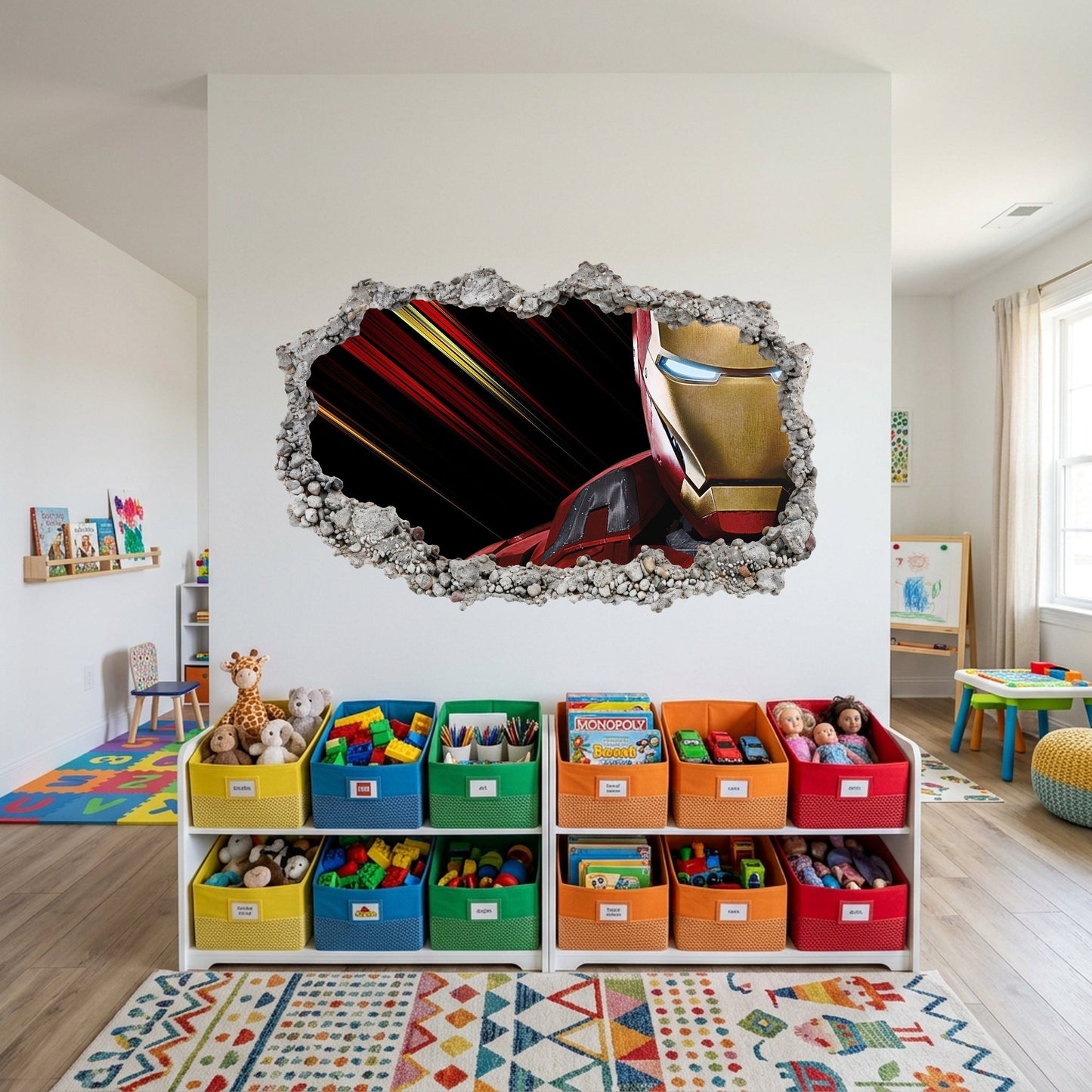 Marvel Superheroes Iron Man 3D Smashed Wall Decal 3D Effect Sticker 073