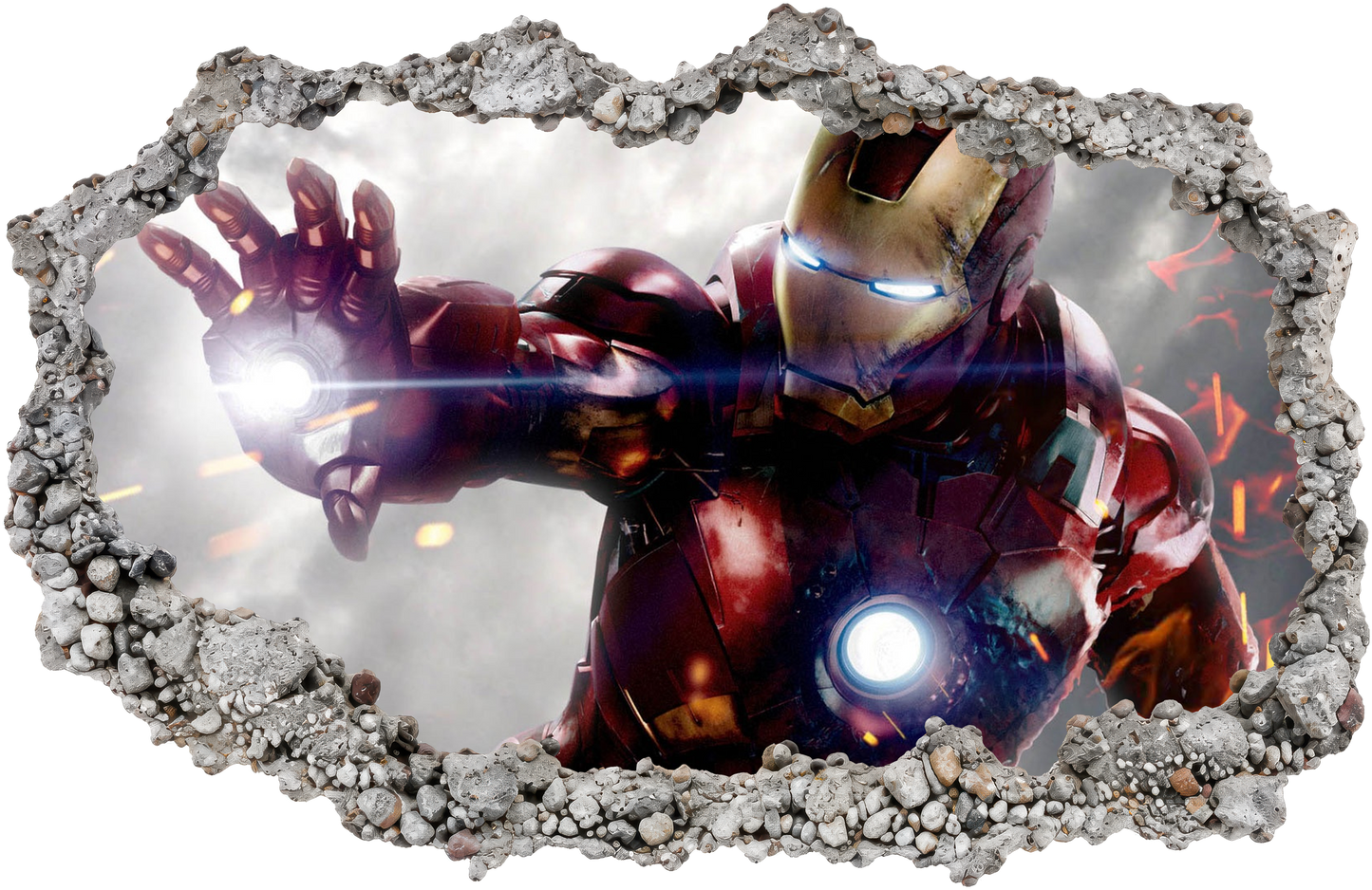 Marvel Superheroes Iron Man 3D Smashed Wall Decal Bedroom Decor 099