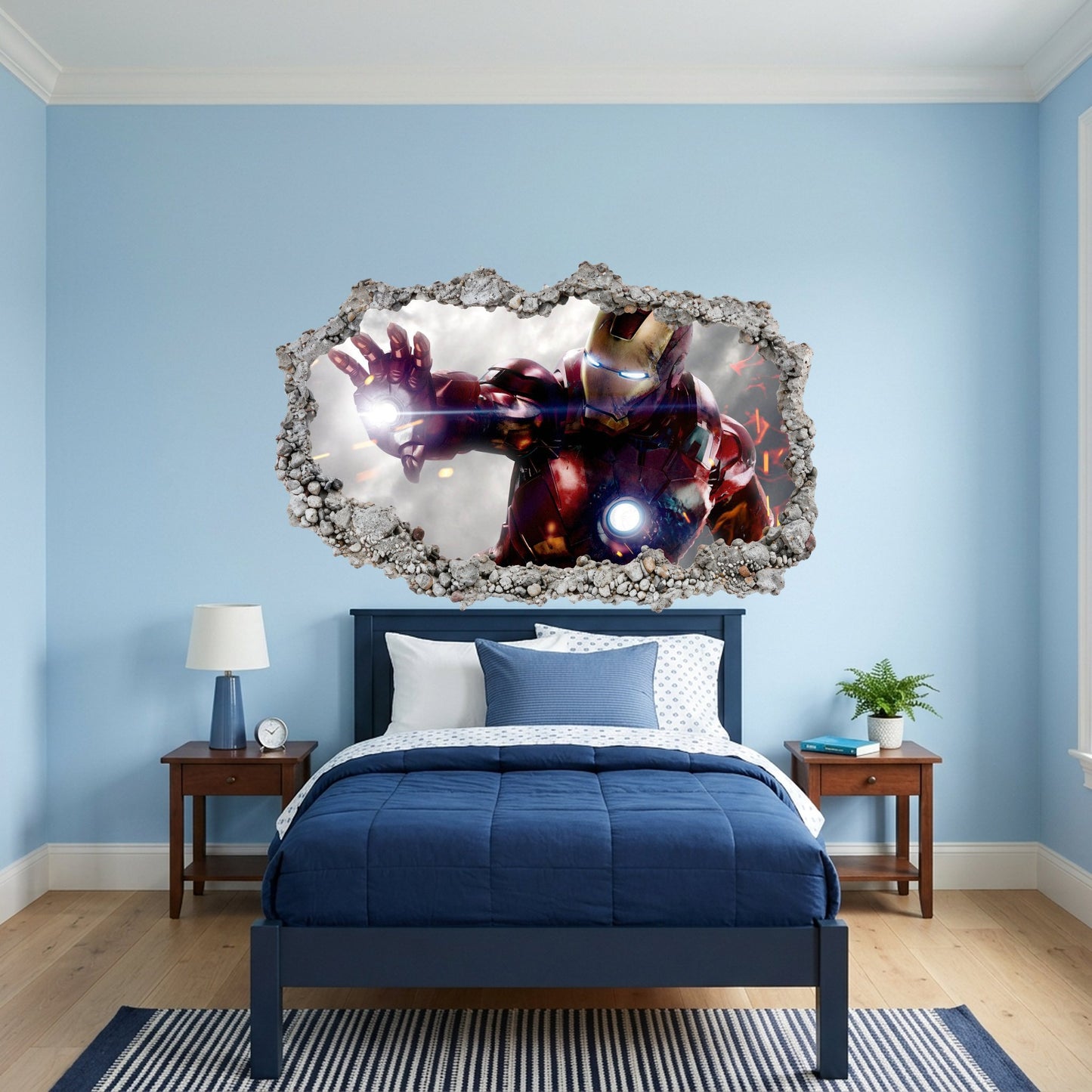 Marvel Superheroes Iron Man 3D Smashed Wall Decal Bedroom Decor 099