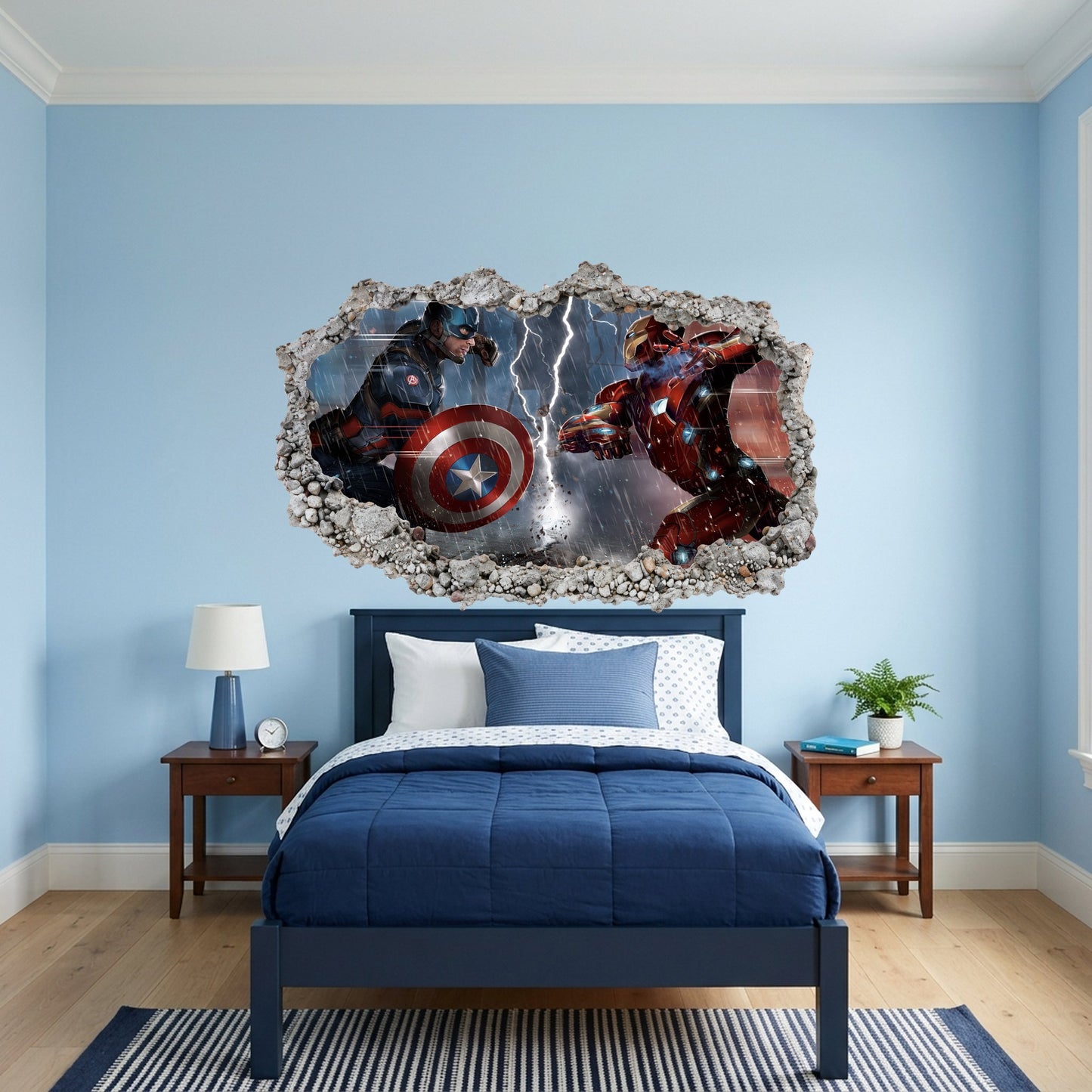 Marvel Superheroes Iron Man Kids Room Decor Smashed Brick Decal 096