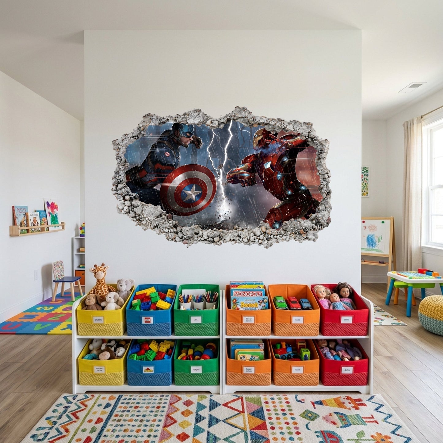 Marvel Superheroes Iron Man Kids Room Decor Smashed Brick Decal 096