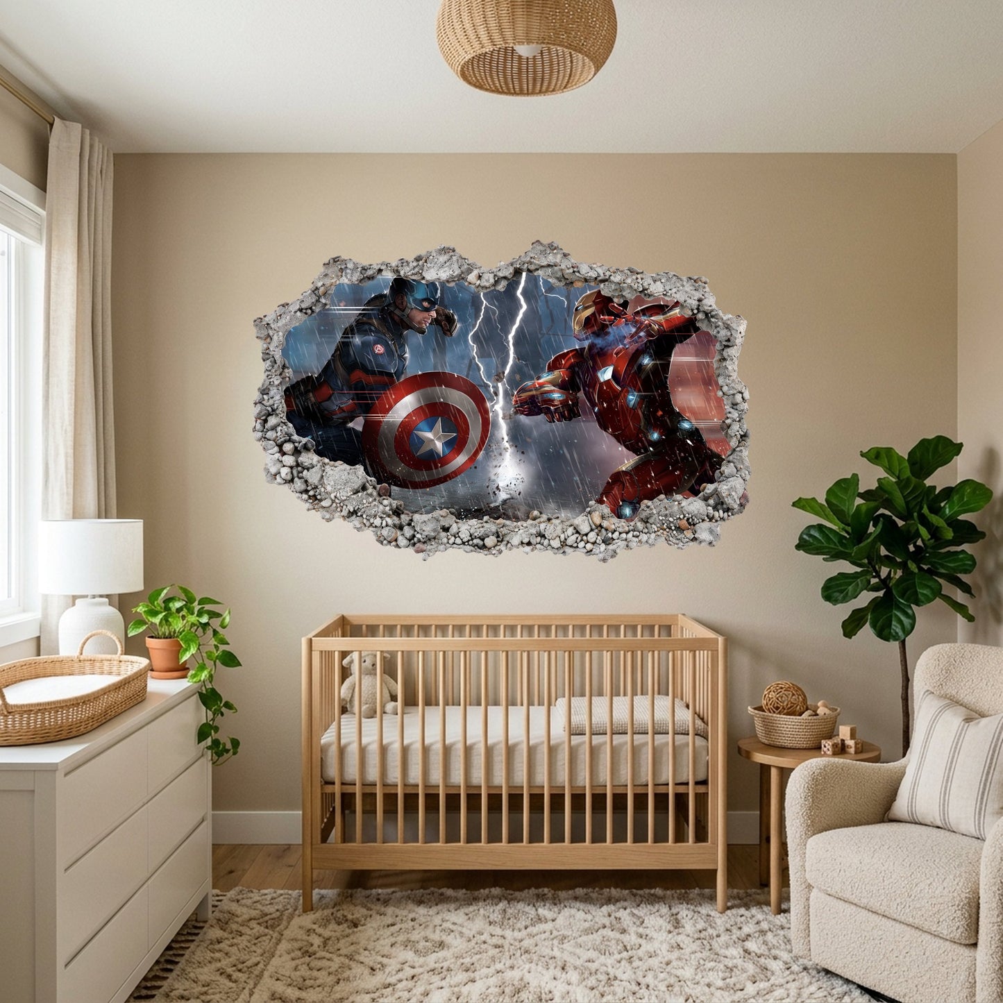 Marvel Superheroes Iron Man Kids Room Decor Smashed Brick Decal 096