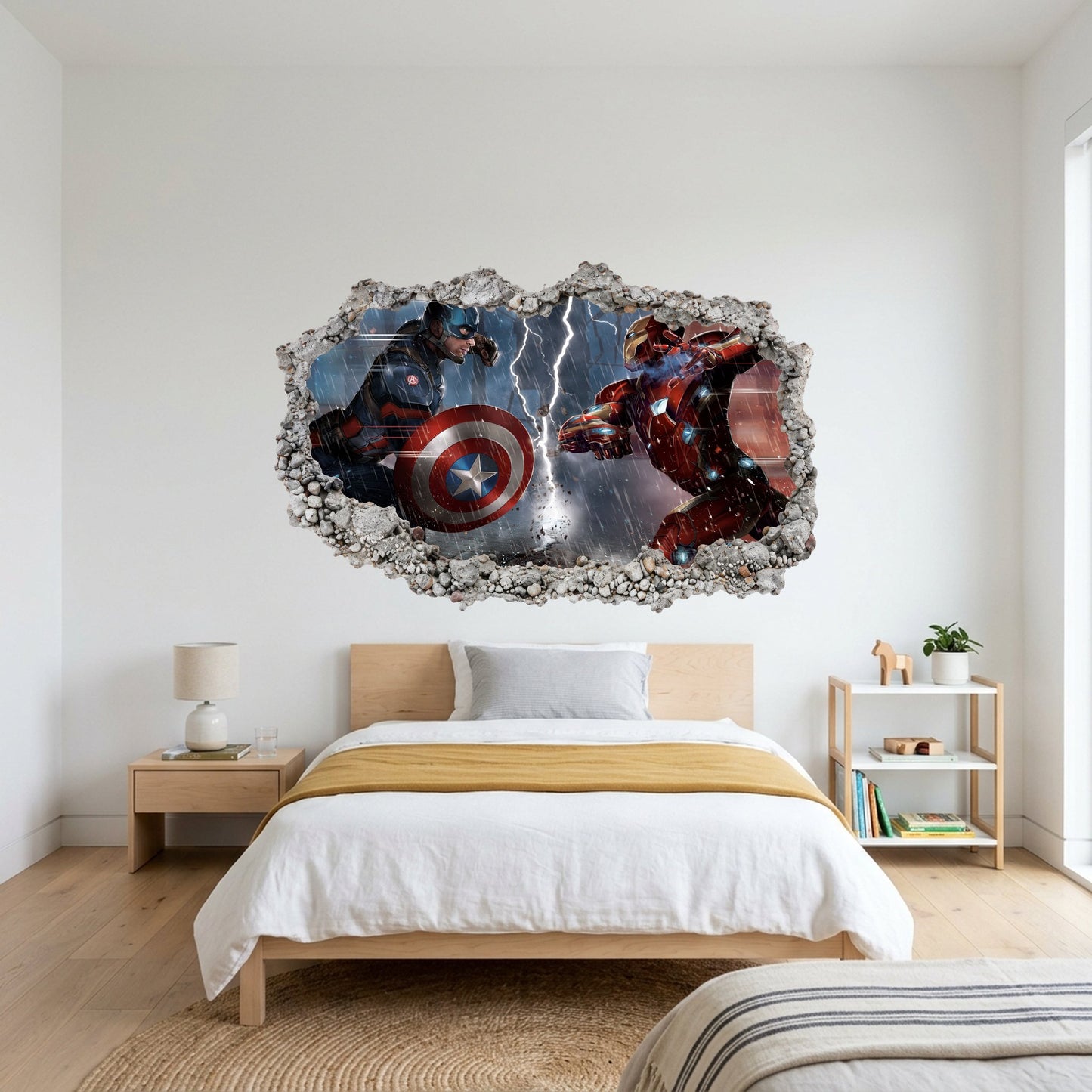 Marvel Superheroes Iron Man Kids Room Decor Smashed Brick Decal 096