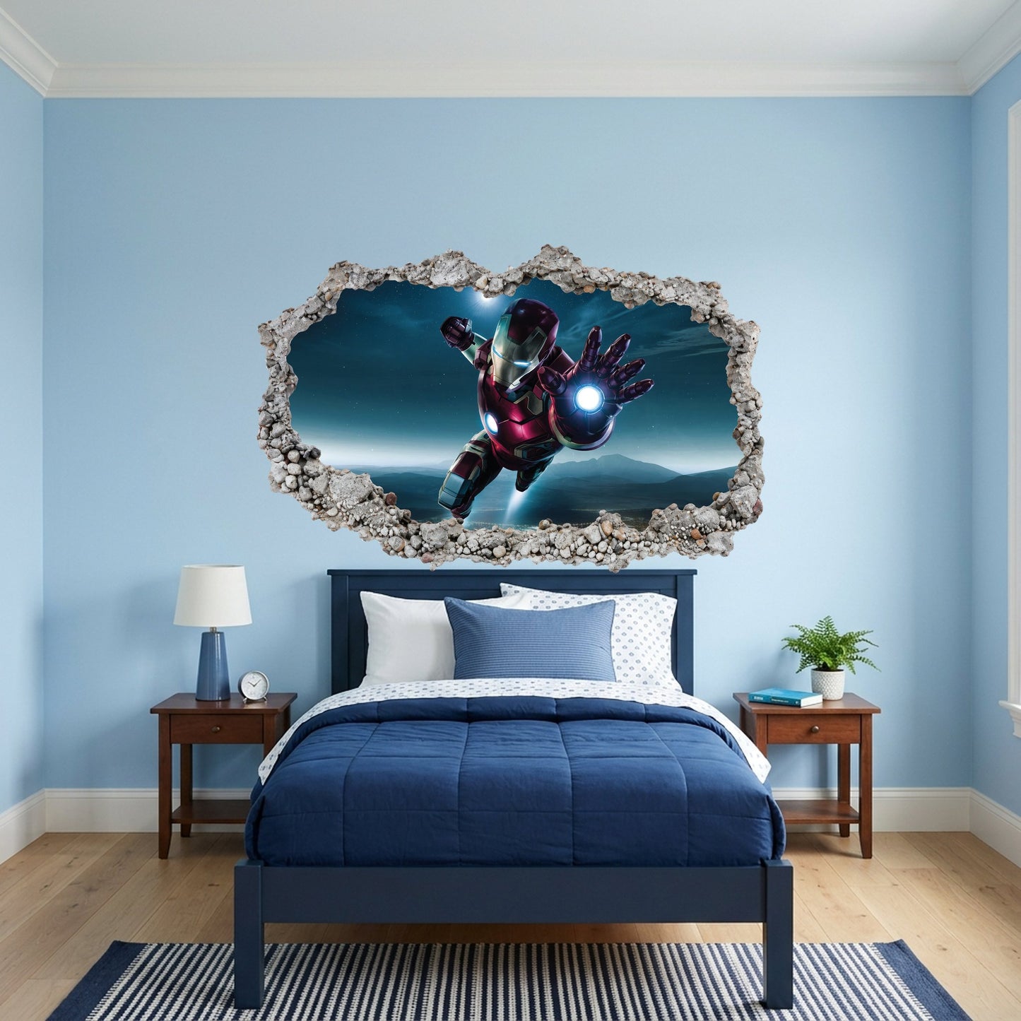 Marvel Superheroes Iron Man Smashed Brick Decal Vinyl Mural 075