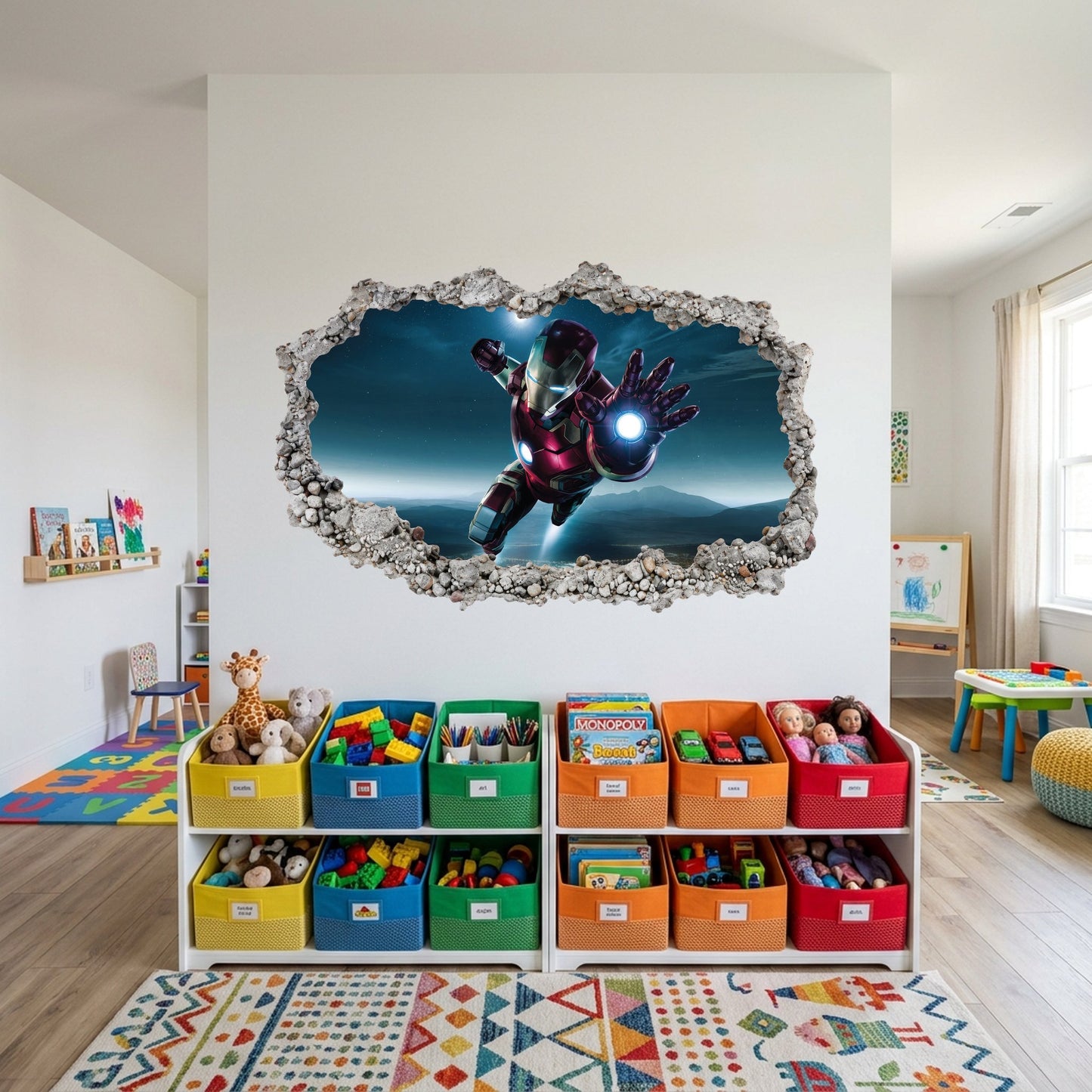 Marvel Superheroes Iron Man Smashed Brick Decal Vinyl Mural 075