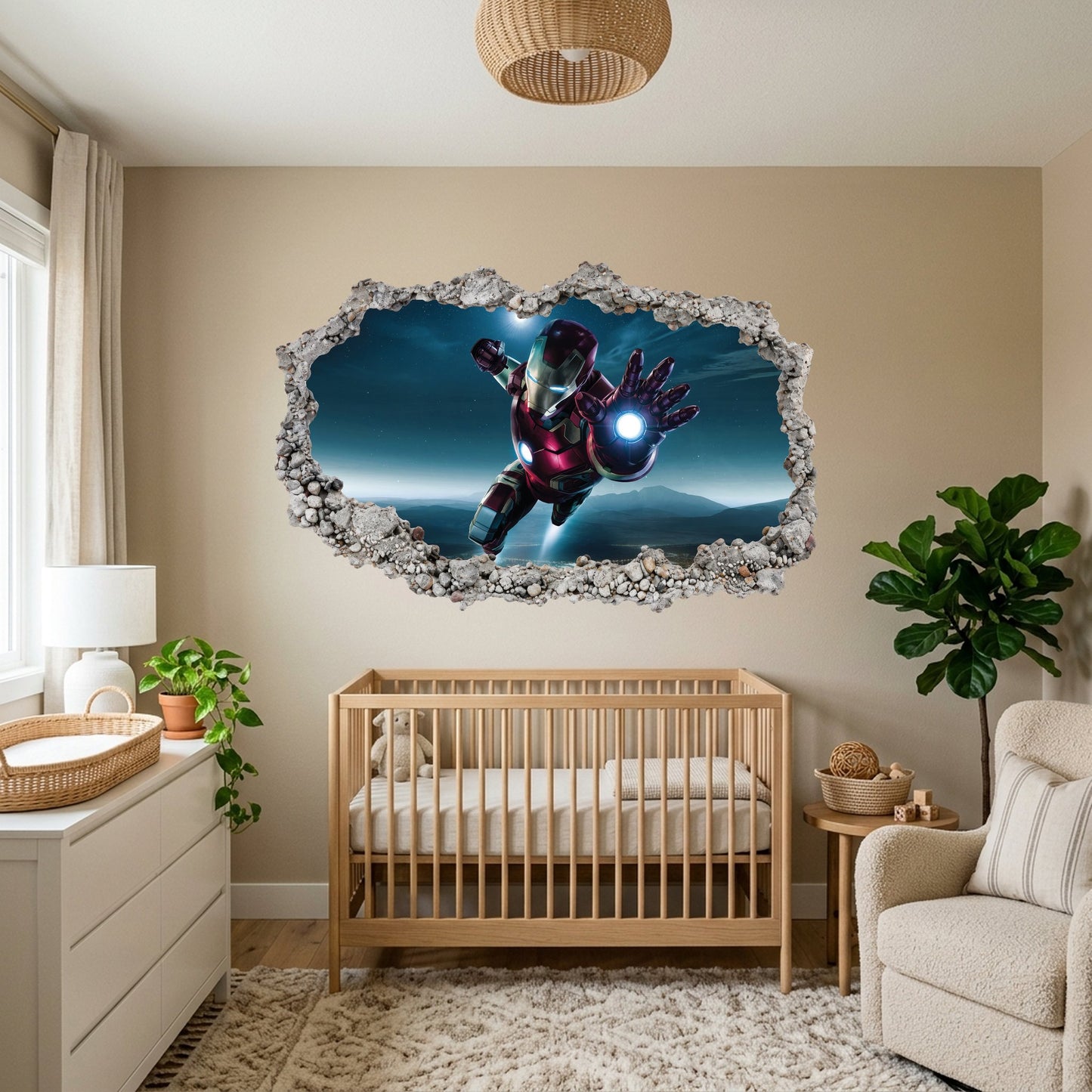 Marvel Superheroes Iron Man Smashed Brick Decal Vinyl Mural 075