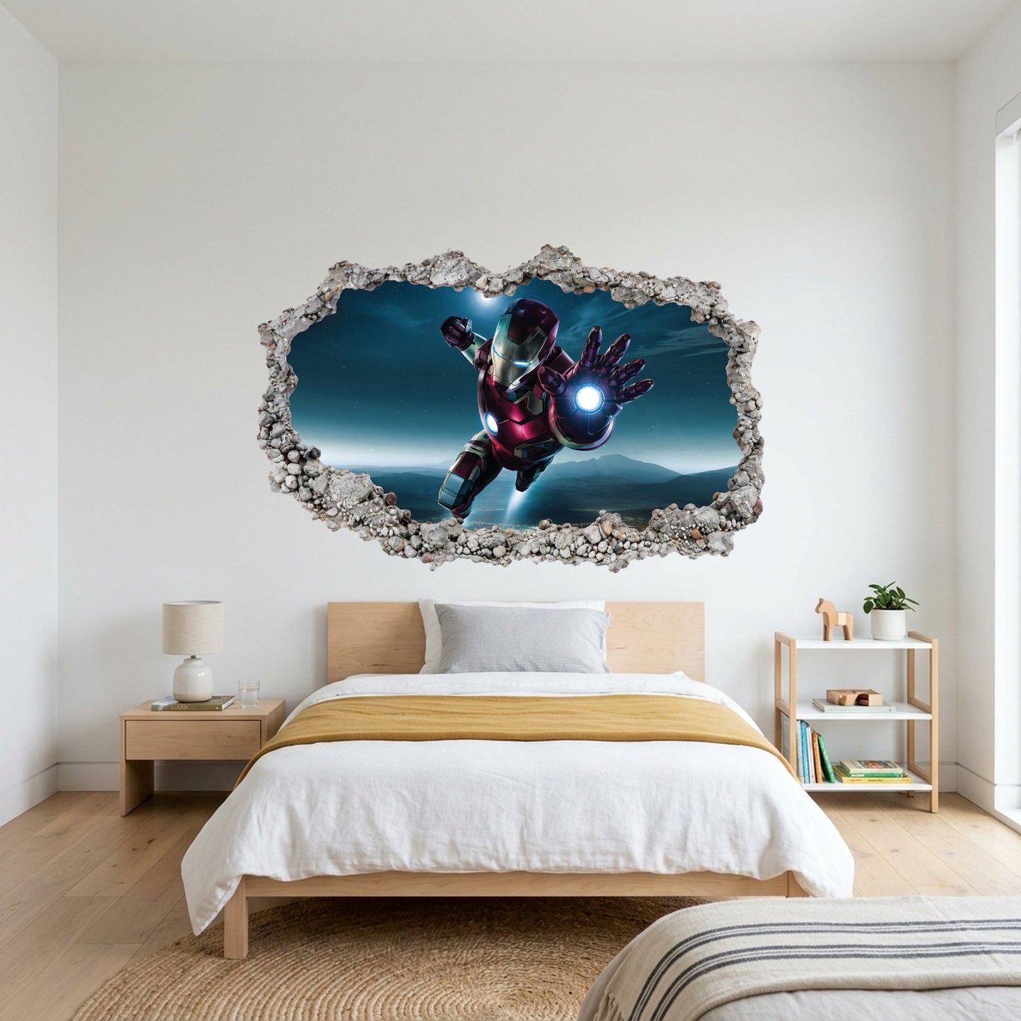 Marvel Superheroes Iron Man Smashed Brick Decal Vinyl Mural 075