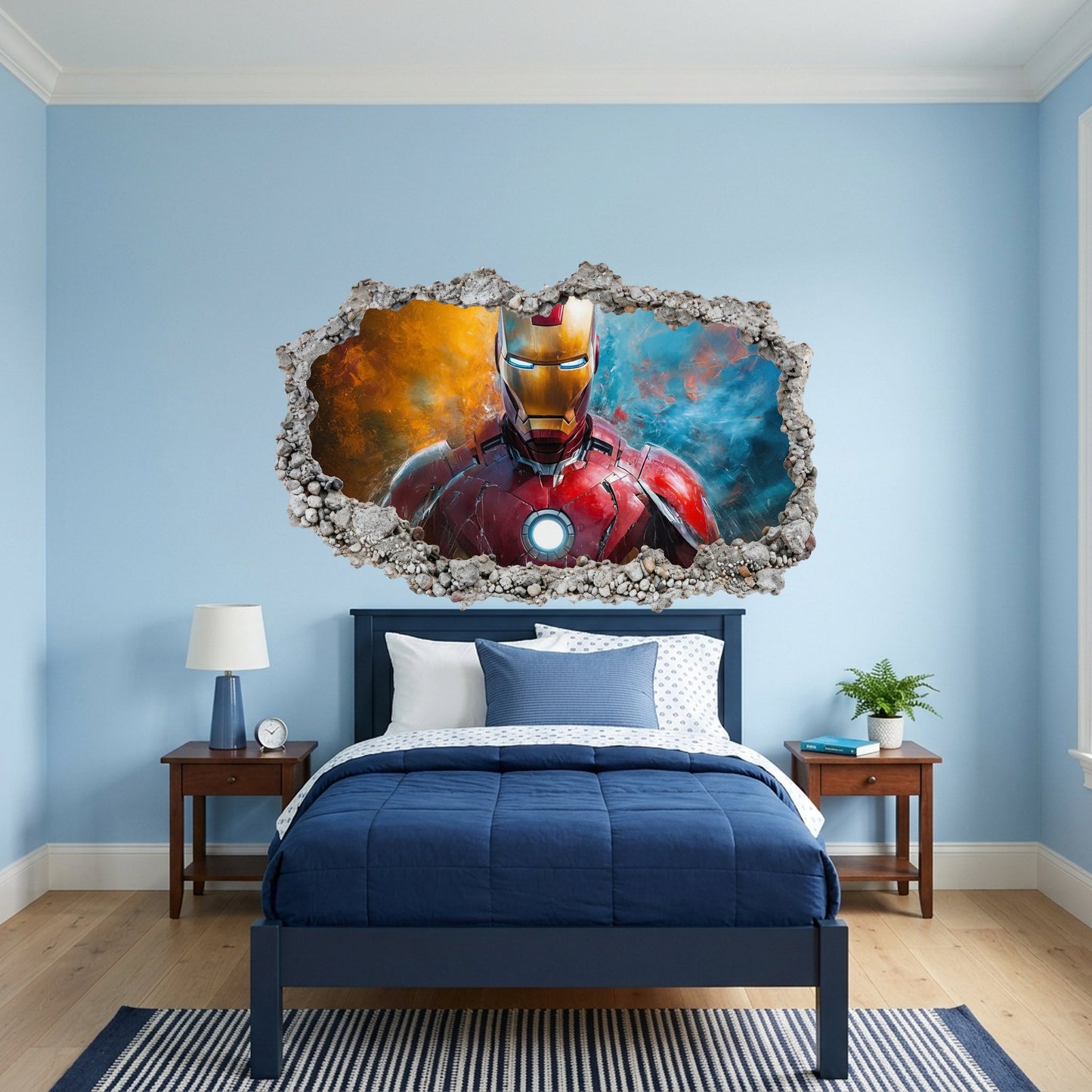 Marvel Superheroes Iron Man Smashed Brick Decal Wall Art Sticker 076
