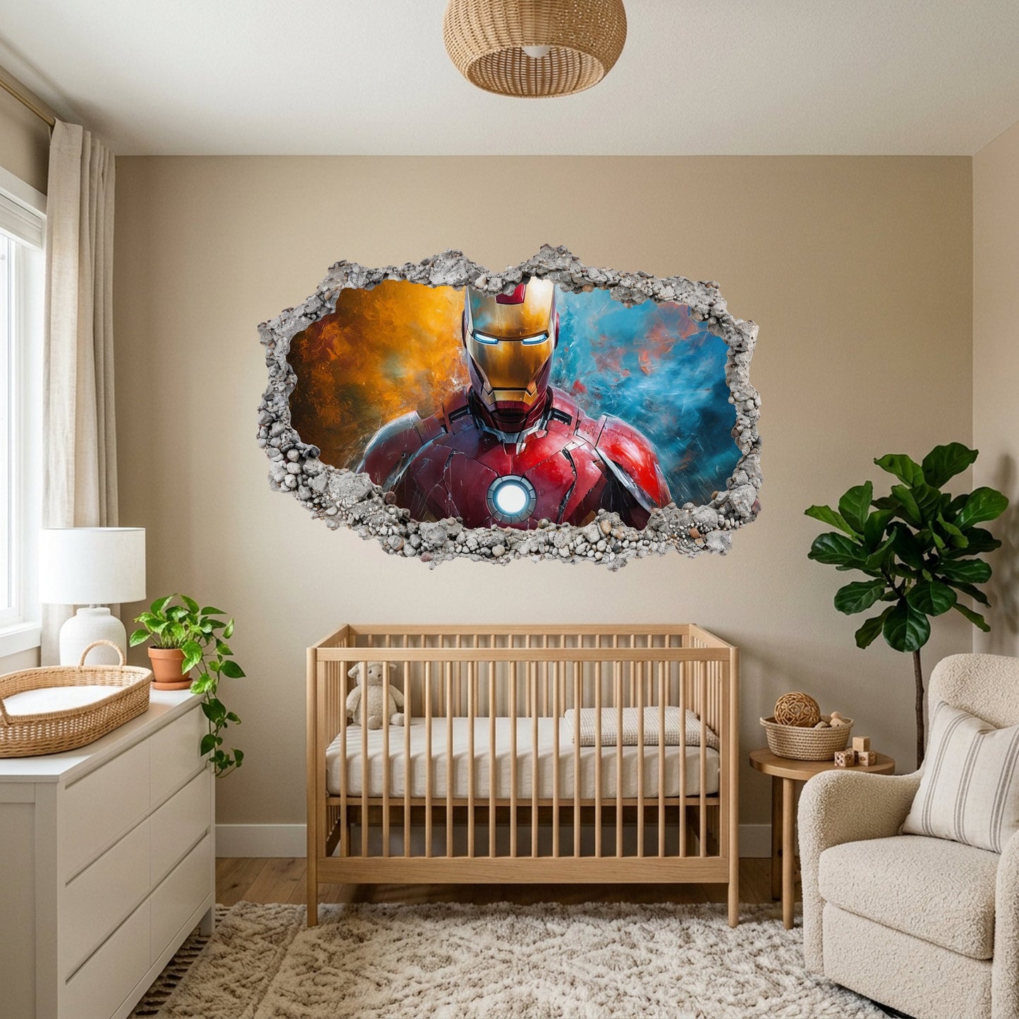 Marvel Superheroes Iron Man Smashed Brick Decal Wall Art Sticker 076