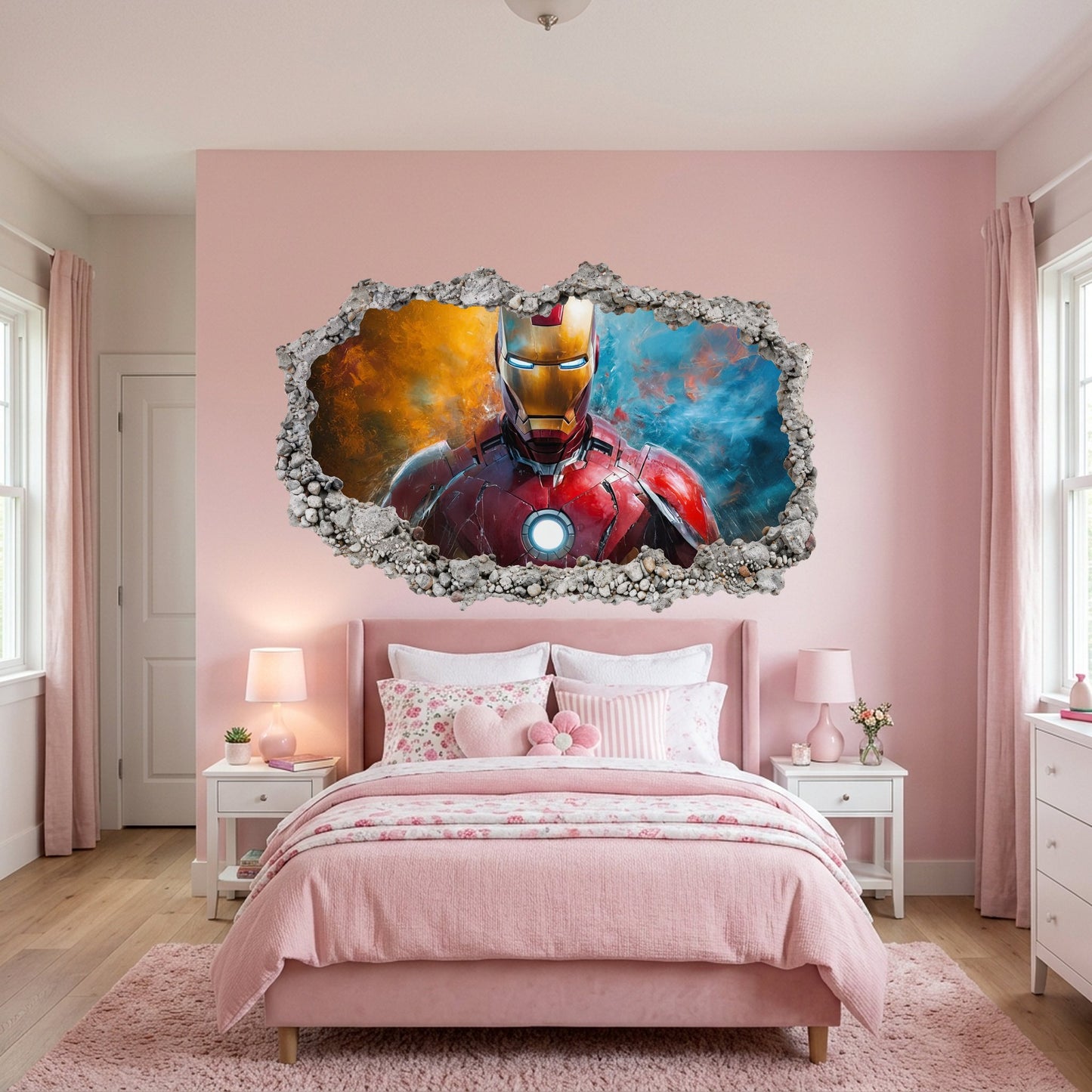 Marvel Superheroes Iron Man Smashed Brick Decal Wall Art Sticker 076