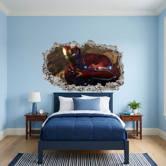 Marvel Superheroes Iron Man Wall Art Sticker 3D Wall Hole Decal 092