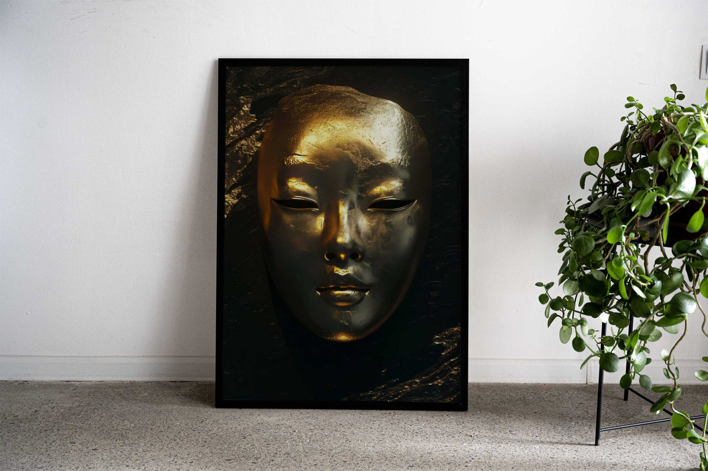 Mask Dark Gold Asian Style Poster | Wall Art for Home & Office | High-Quality Print - High-Quality Visual Display