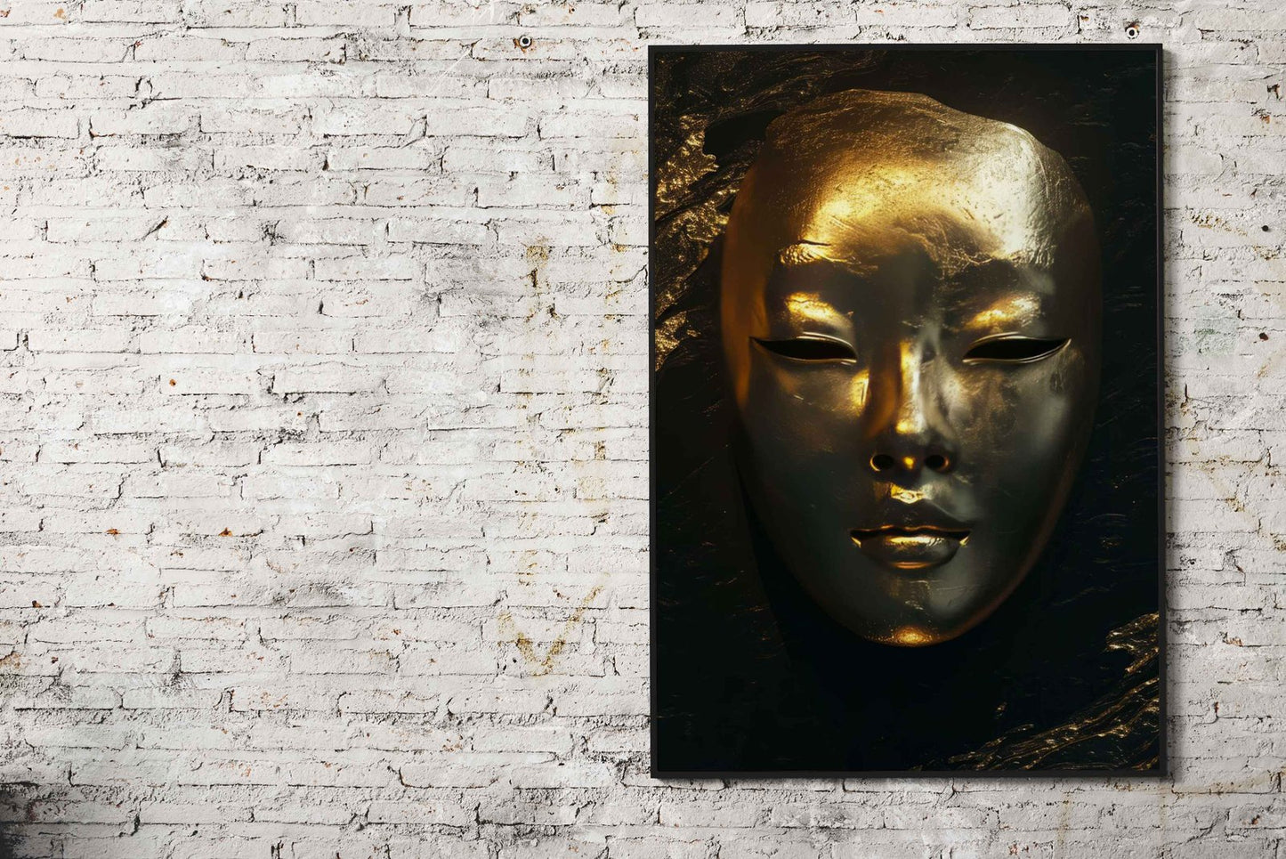 Mask Dark Gold Asian Style Poster | Wall Art for Home & Office | High-Quality Print - High-Quality Visual Display