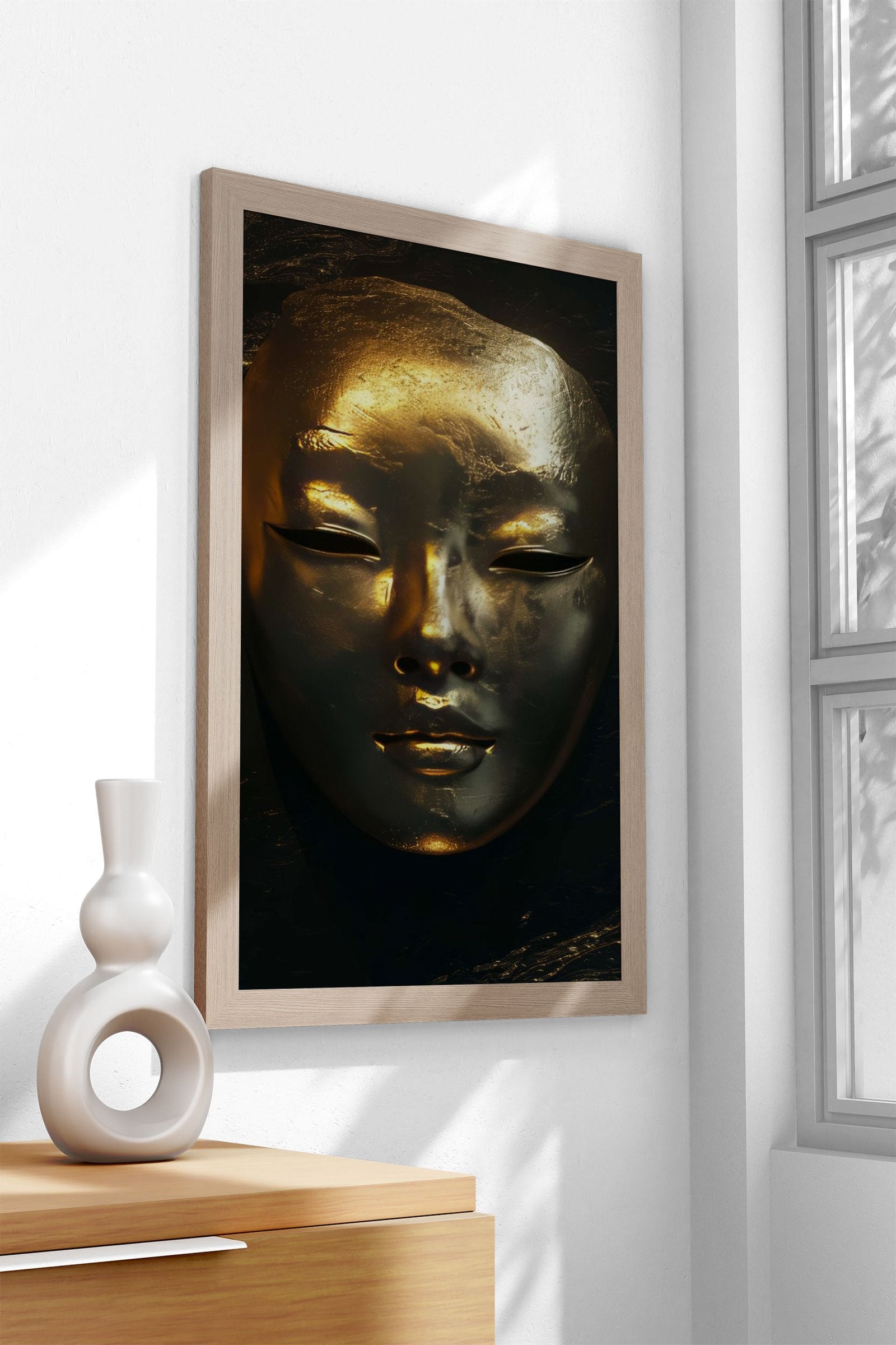 Mask Dark Gold Asian Style Poster | Wall Art for Home & Office | High-Quality Print - High-Quality Visual Display