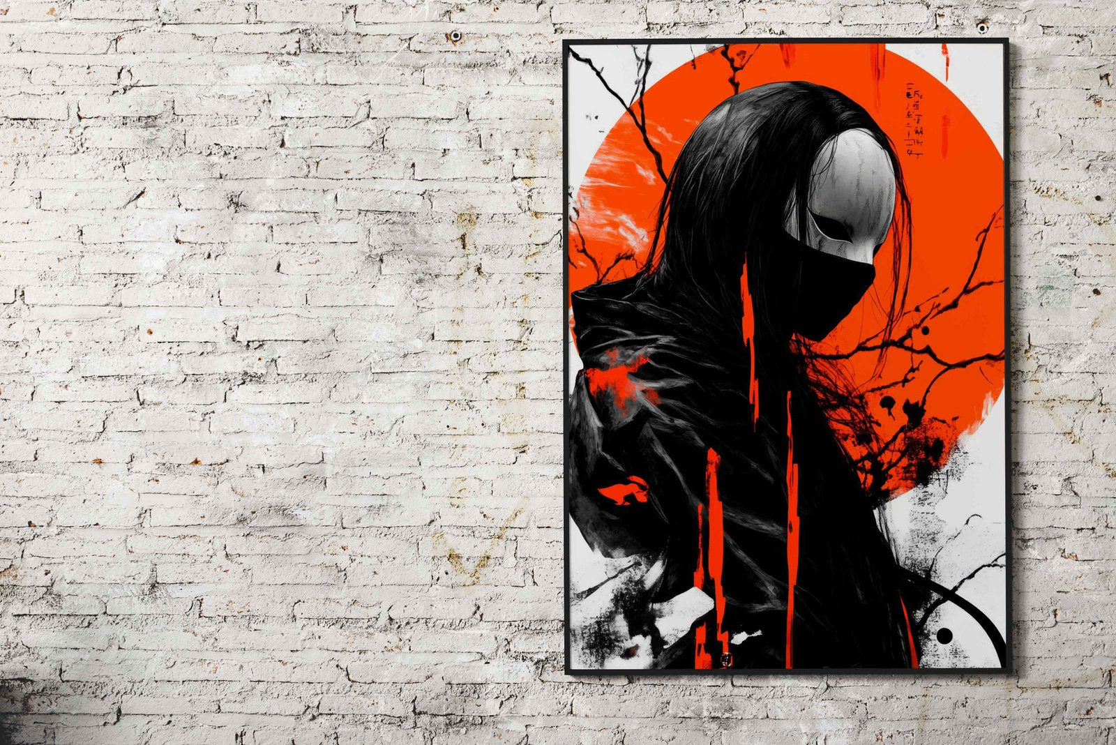 Masked Figure in Red Asian Style Poster | Wall Art for Home & Office | High-Quality Print - High-Quality Visual Display
