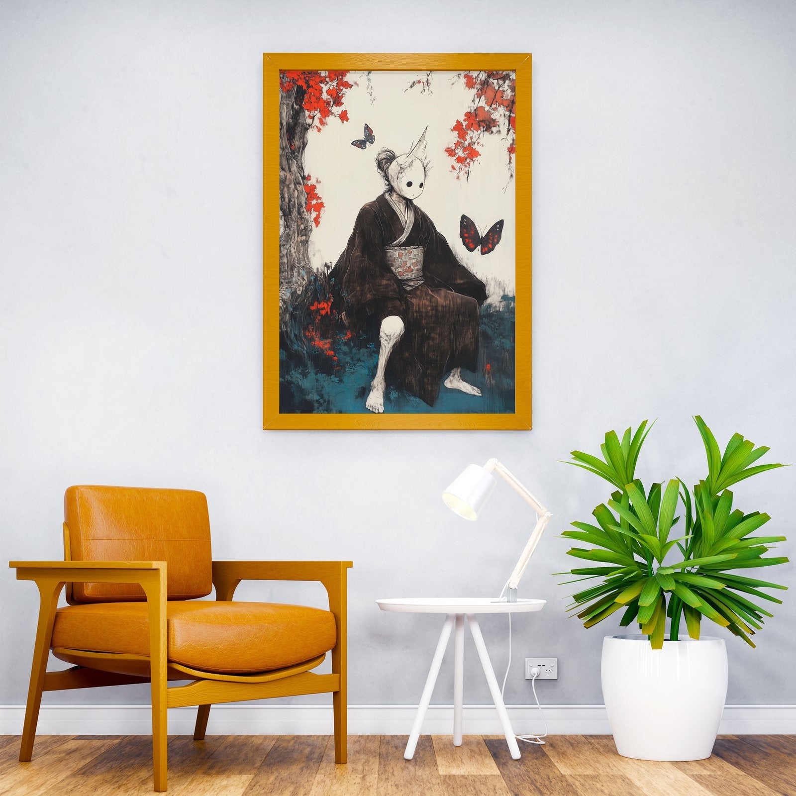 Masked Figure in a Garden Asian Style Poster | Wall Art for Home & Office | High-Quality Print - High-Quality Visual Display