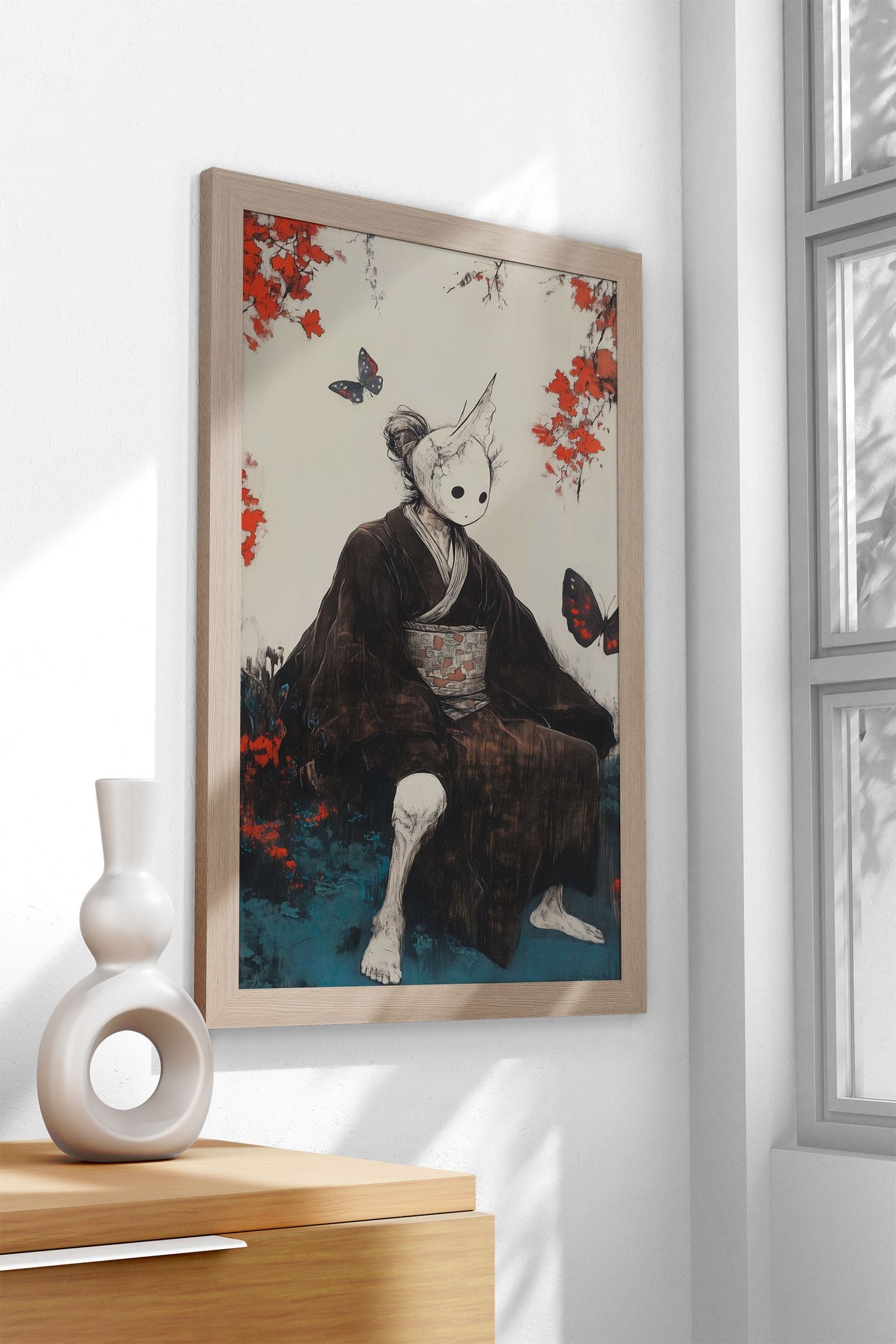Masked Figure in a Garden Asian Style Poster | Wall Art for Home & Office | High-Quality Print - High-Quality Visual Display