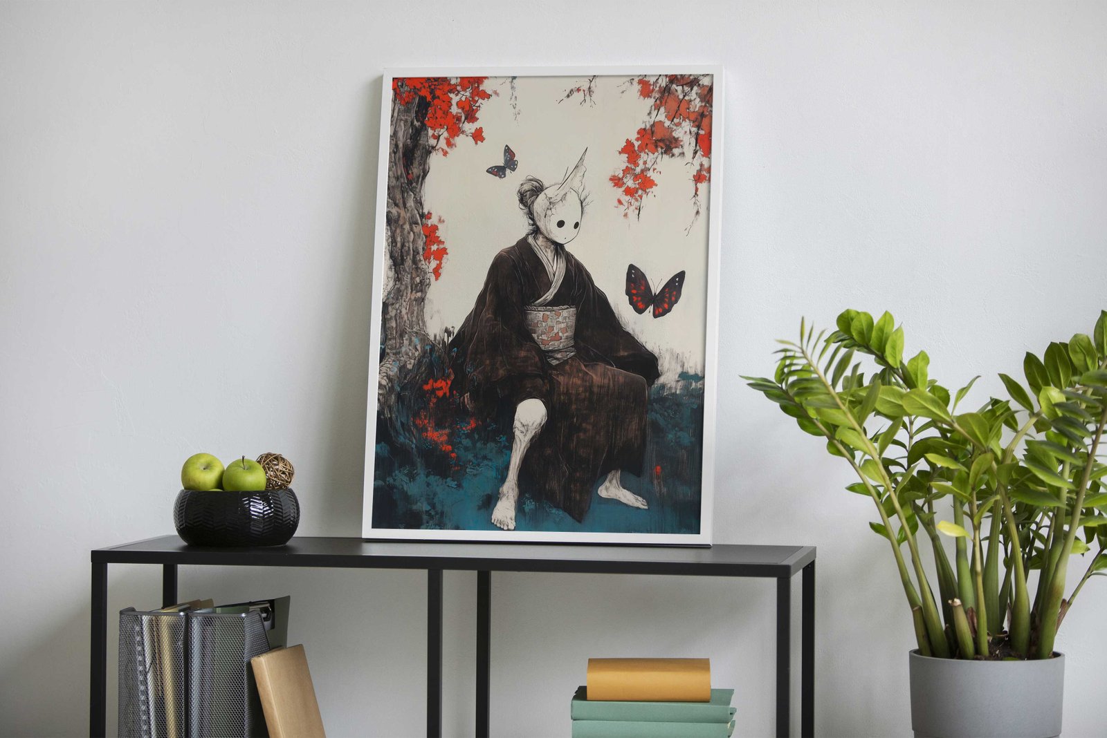 Masked Figure in a Garden Asian Style Poster | Wall Art for Home & Office | High-Quality Print - High-Quality Visual Display