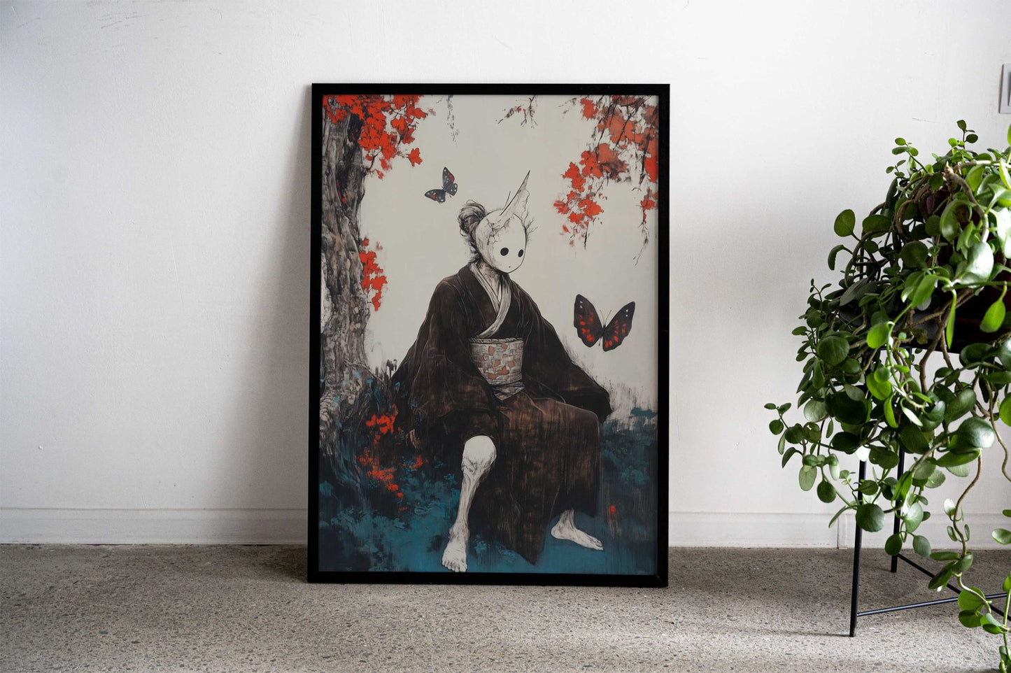 Masked Figure in a Garden Asian Style Poster | Wall Art for Home & Office | High-Quality Print - High-Quality Visual Display