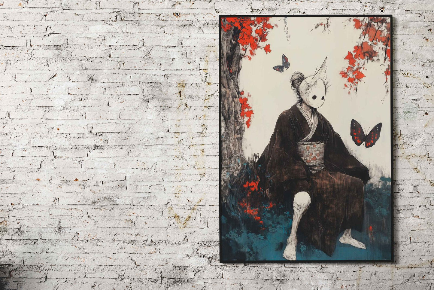 Masked Figure in a Garden Asian Style Poster | Wall Art for Home & Office | High-Quality Print - High-Quality Visual Display
