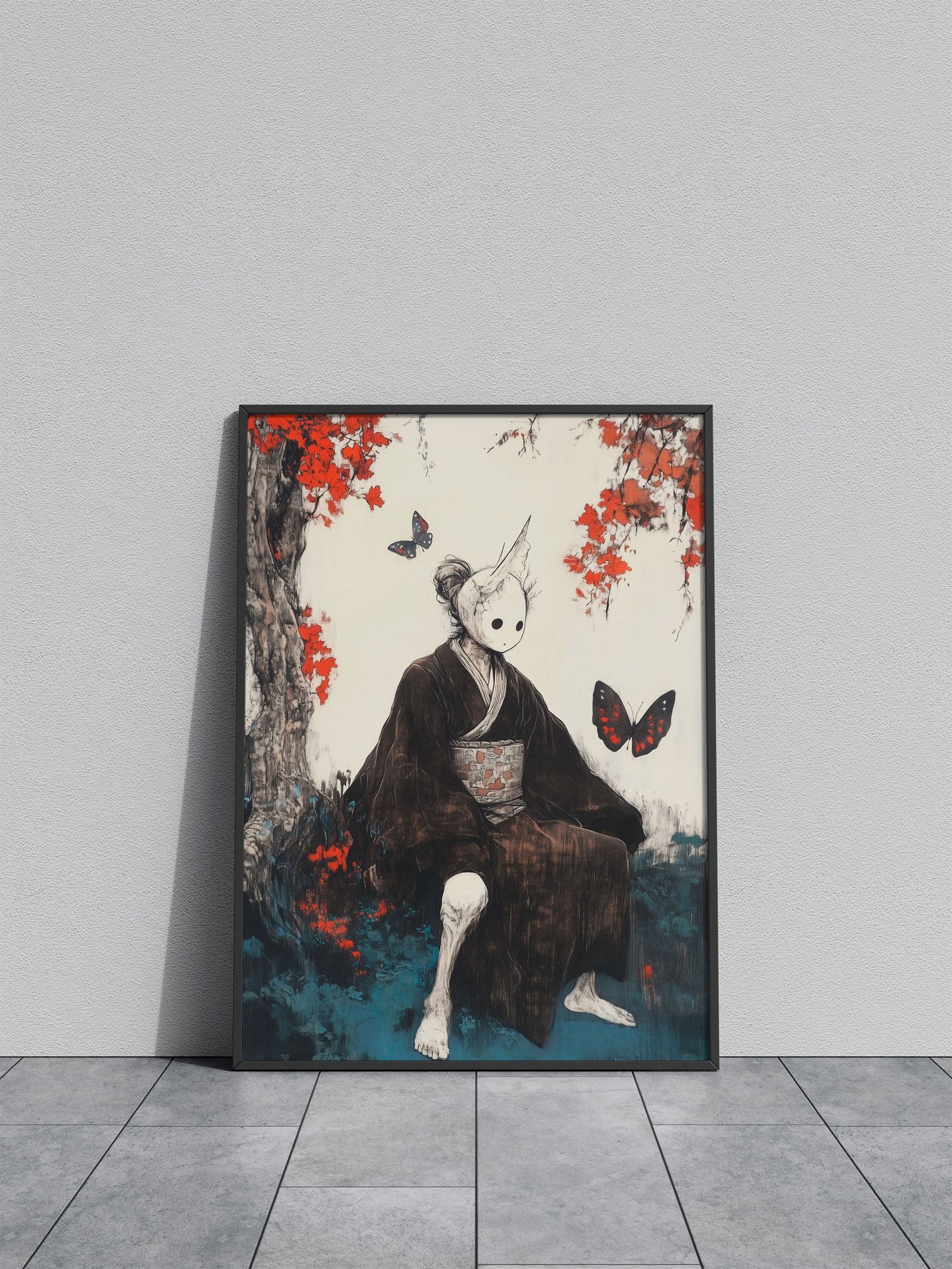 Masked Figure in a Garden Asian Style Poster | Wall Art for Home & Office | High-Quality Print - High-Quality Visual Display