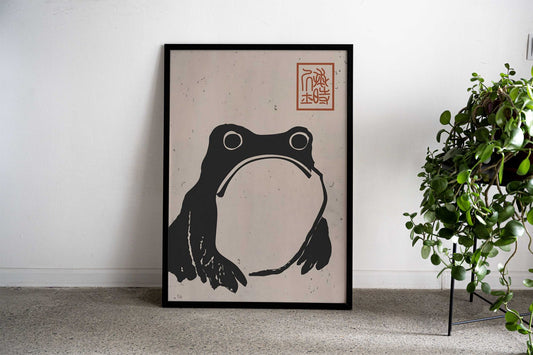 Matsumoto Hoji Grumpy Frog Asian Style Poster | Wall Art for Home & Office | High-Quality Print - High-Quality Visual Display