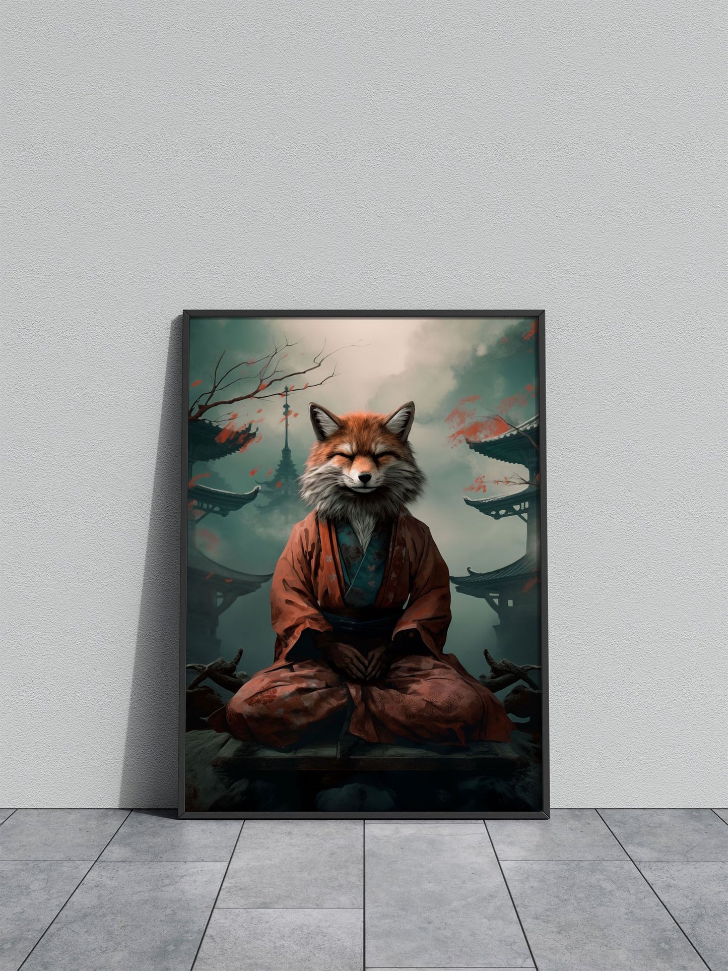 Meditating Fox Asian Style Poster | Wall Art for Home & Office | High-Quality Print - High-Quality Visual Display