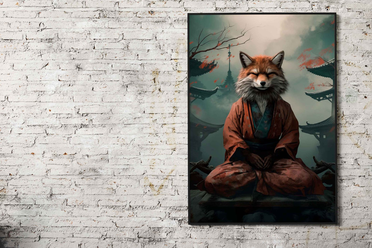 Meditating Fox Asian Style Poster | Wall Art for Home & Office | High-Quality Print - High-Quality Visual Display