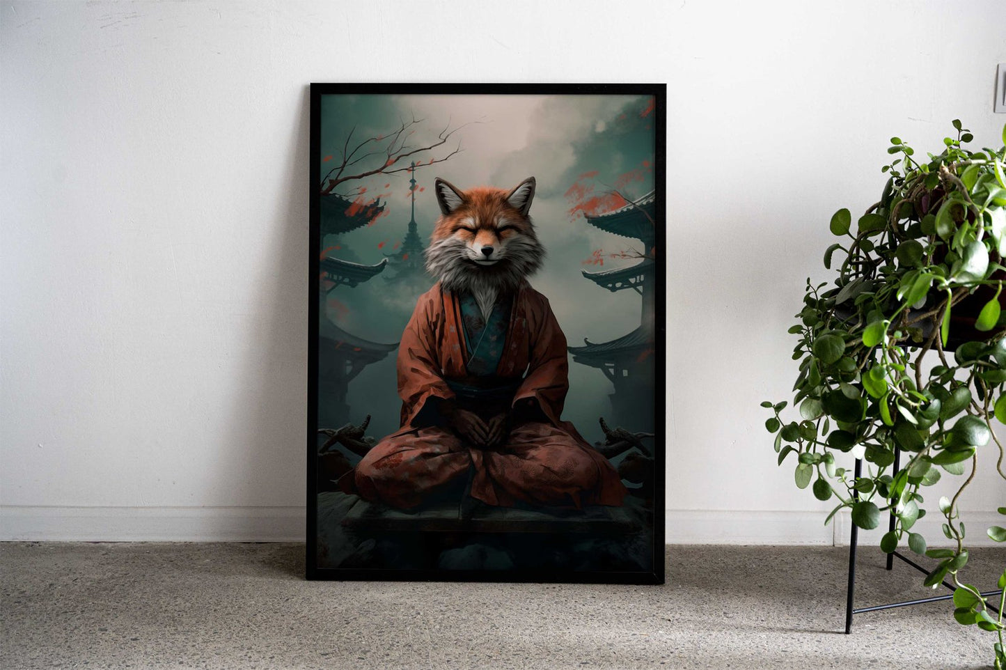 Meditating Fox Asian Style Poster | Wall Art for Home & Office | High-Quality Print - High-Quality Visual Display