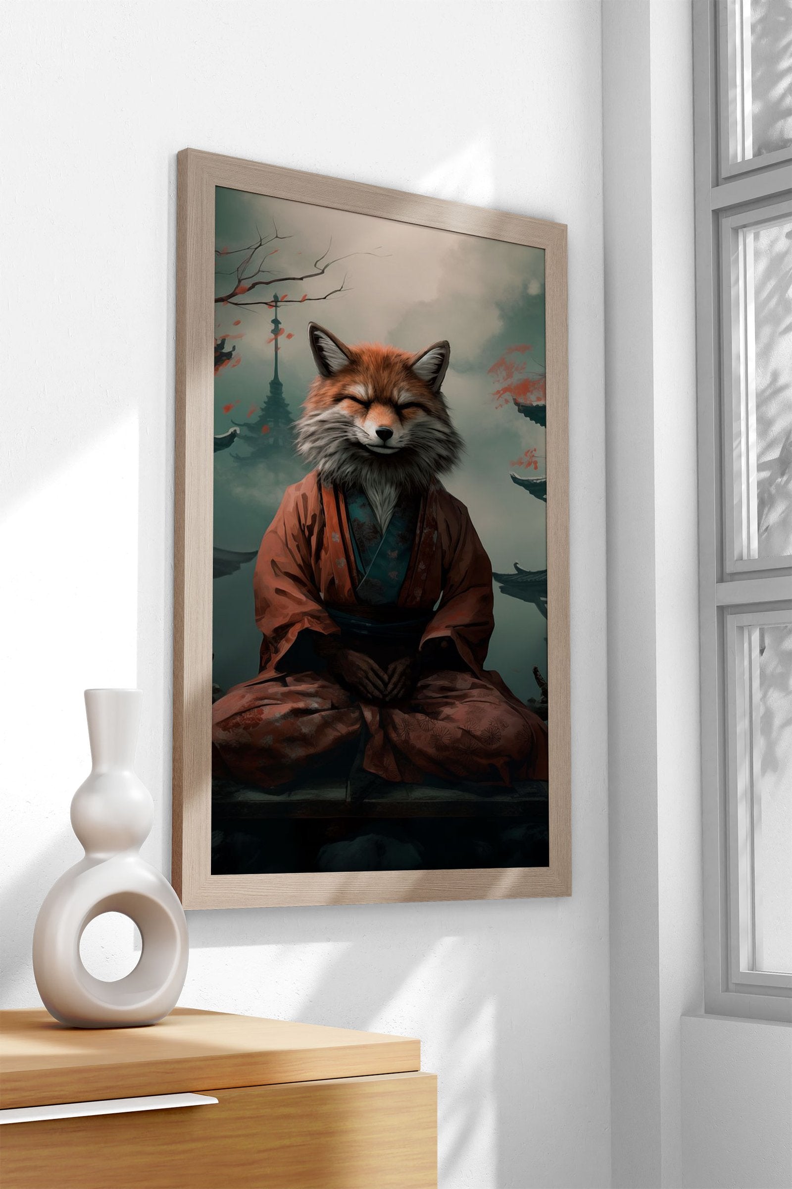 Meditating Fox Asian Style Poster | Wall Art for Home & Office | High-Quality Print - High-Quality Visual Display