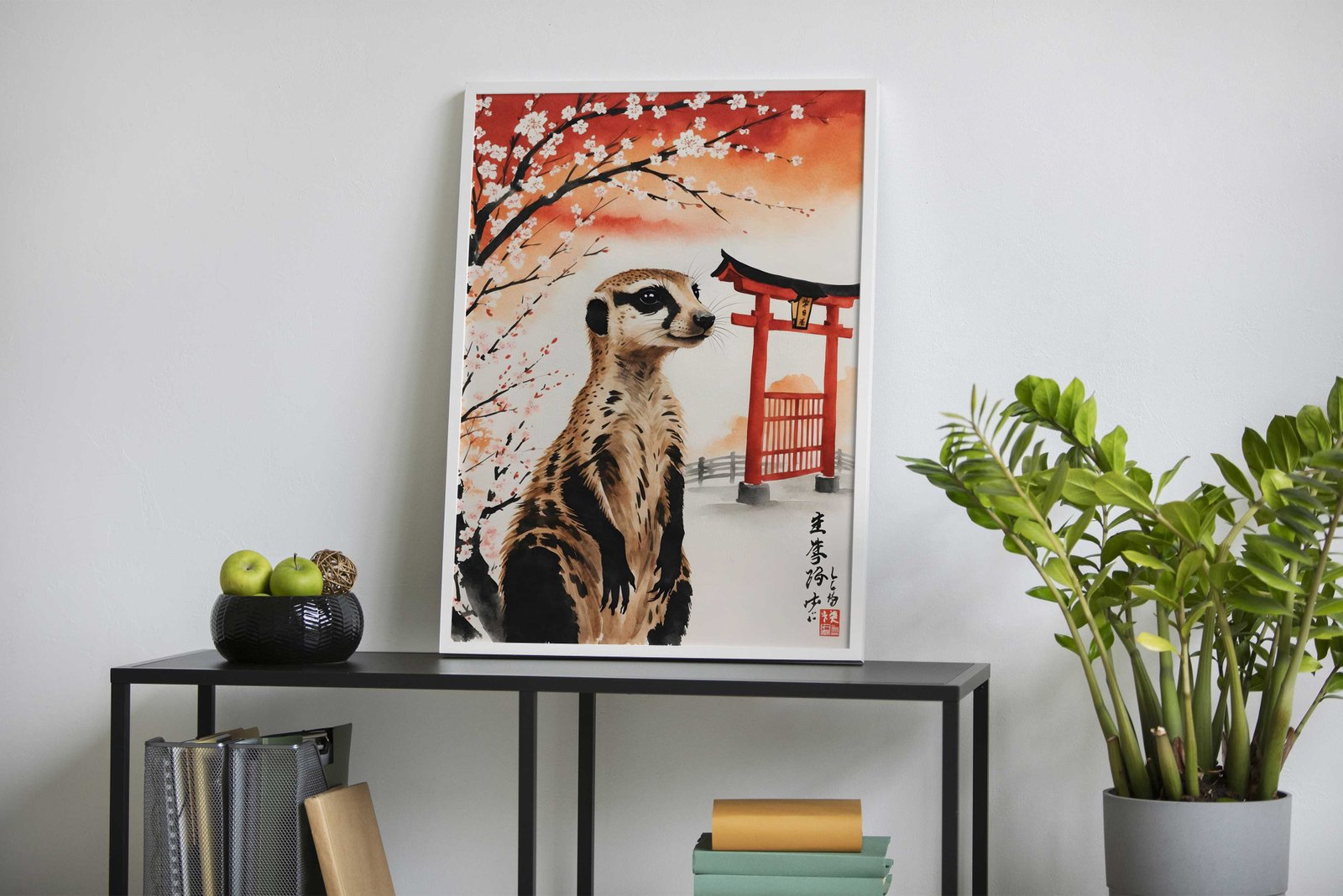 Meerkat Japan Painting Asian Style Poster | Wall Art for Home & Office | High-Quality Print - High-Quality Visual Display