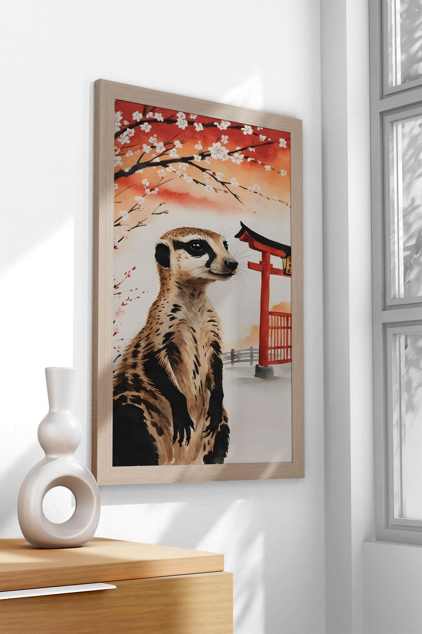 Meerkat Japan Painting Asian Style Poster | Wall Art for Home & Office | High-Quality Print - High-Quality Visual Display