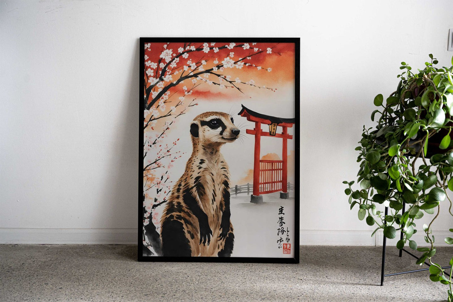 Meerkat Japan Painting Asian Style Poster | Wall Art for Home & Office | High-Quality Print - High-Quality Visual Display