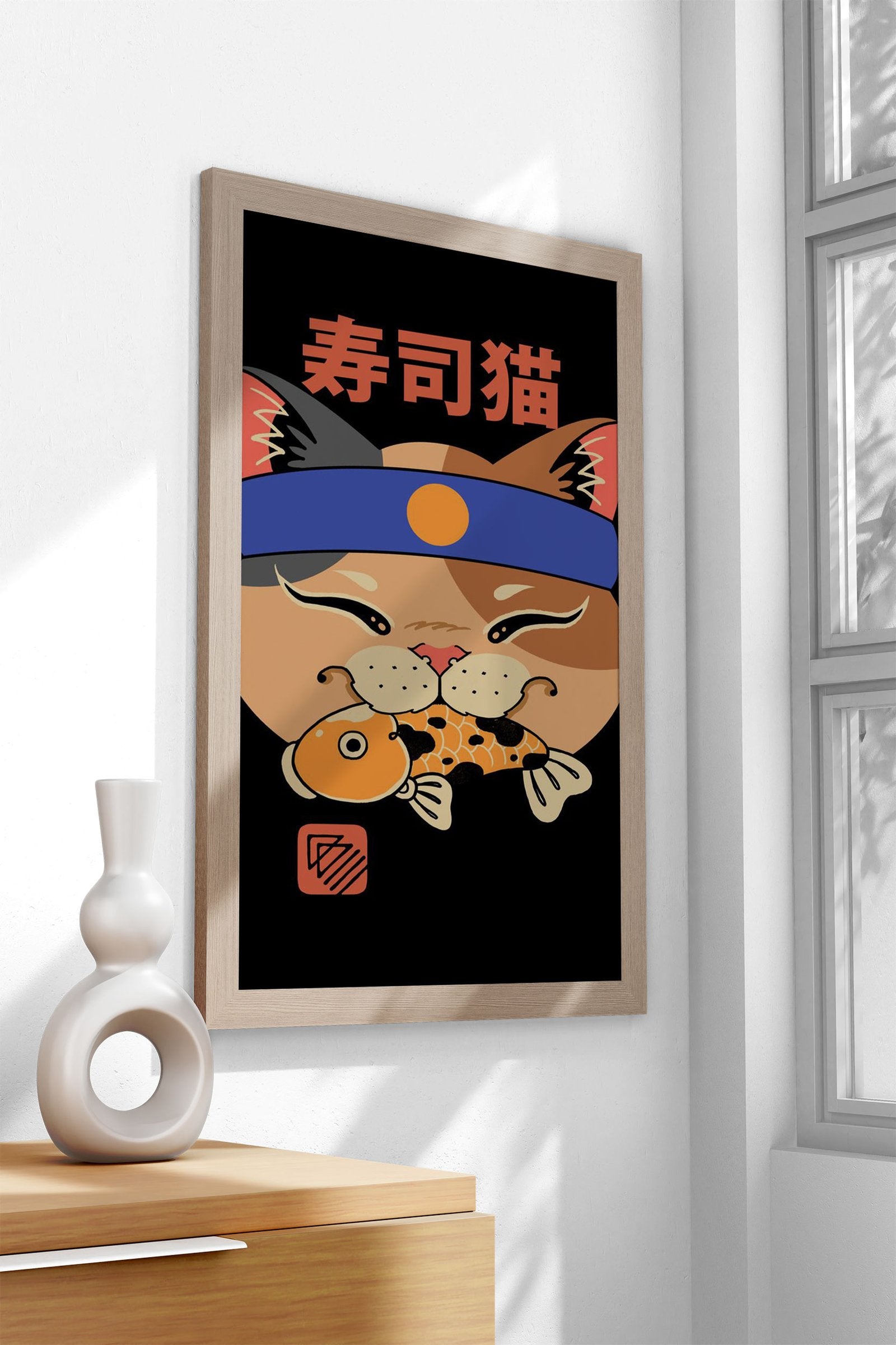 Meowster Head 3 Asian Style Poster | Wall Art for Home & Office | High-Quality Print - High-Quality Visual Display