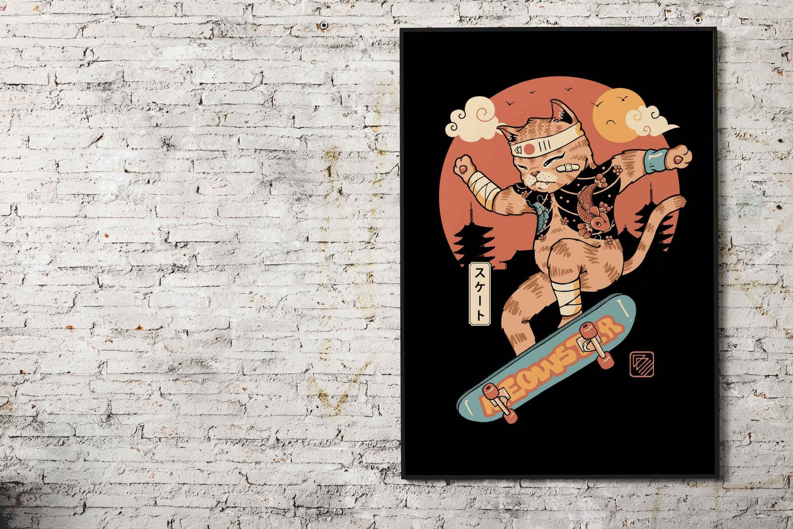 Meowster Skater II Asian Style Poster | Wall Art for Home & Office | High-Quality Print - High-Quality Visual Display